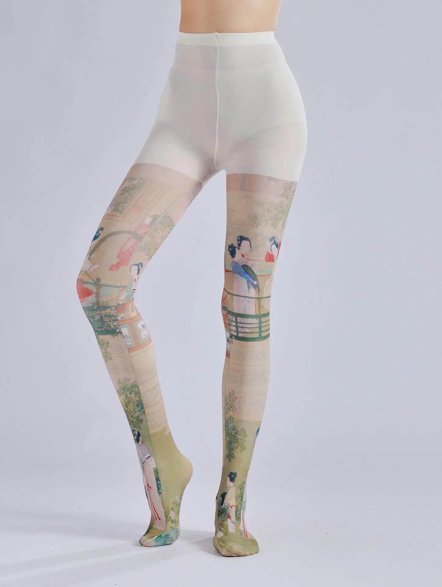 Pattern printed pantyhose with retro and personalized bottom socks - IntuitiveEncBoutique