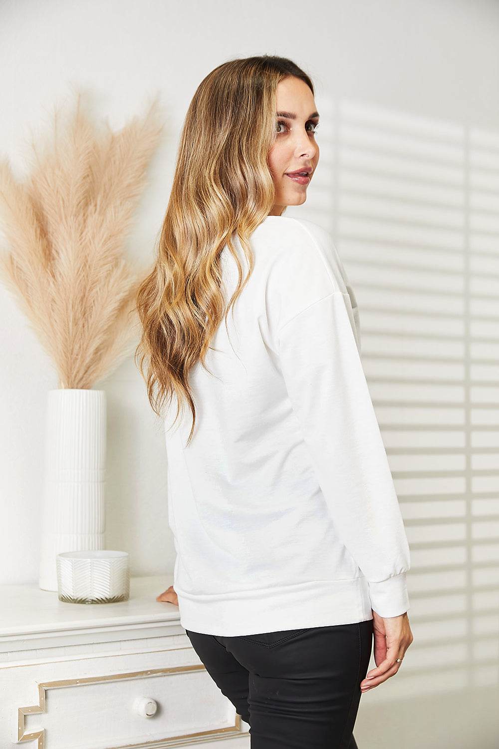Simply Love Graphic Dropped Shoulder Round Neck Sweatshirt - IntuitiveEncBoutique