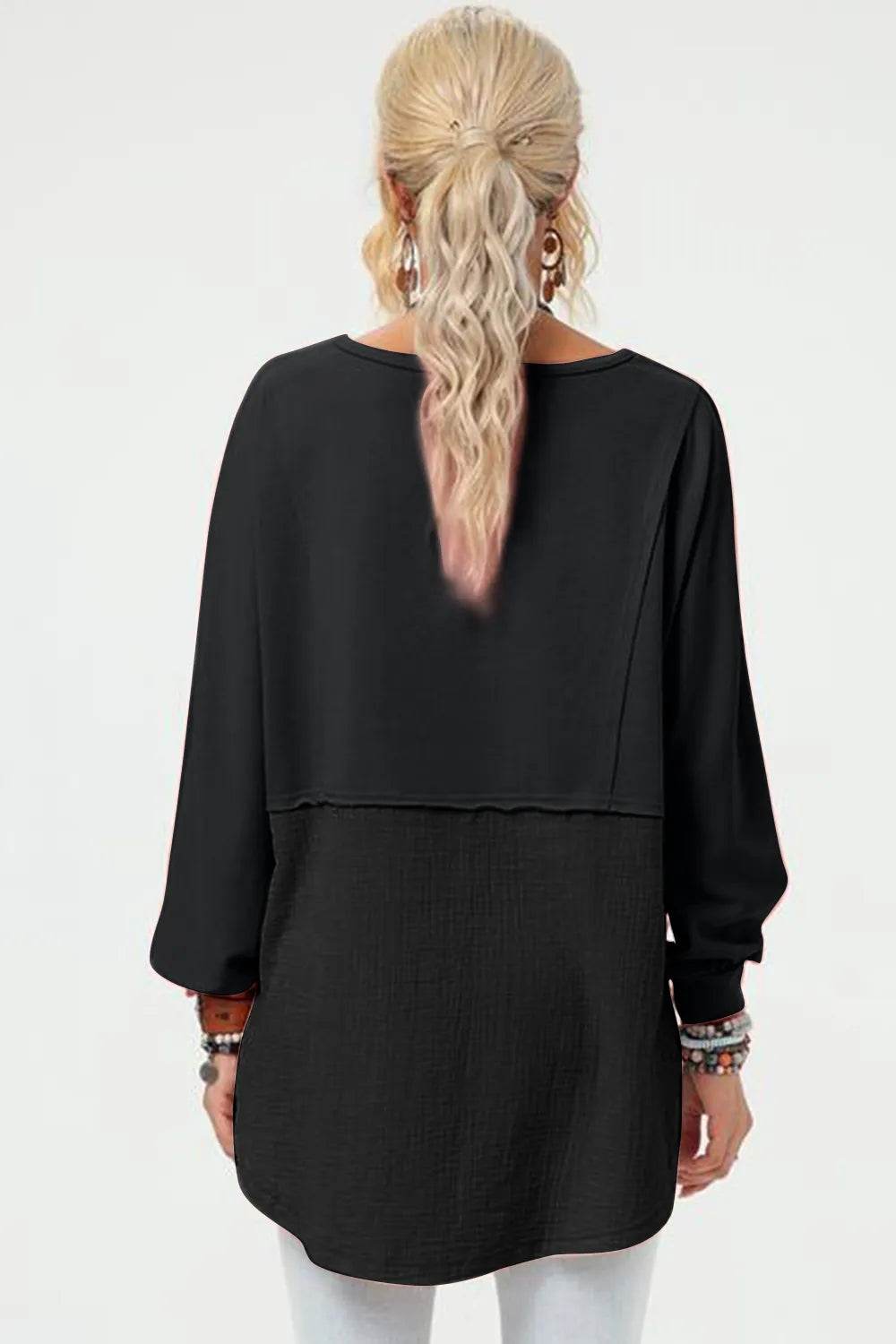 Double Take Full Size Long Sleeve High-Low T-Shirt - IntuitiveEncBoutique