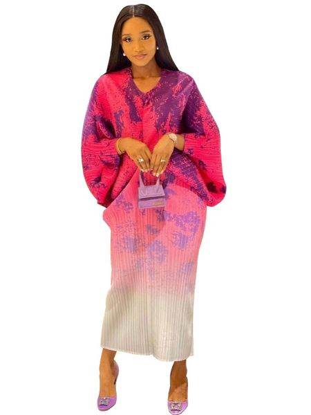 V-Neck Bat Sleeve Print Dress - IntuitiveEncBoutique