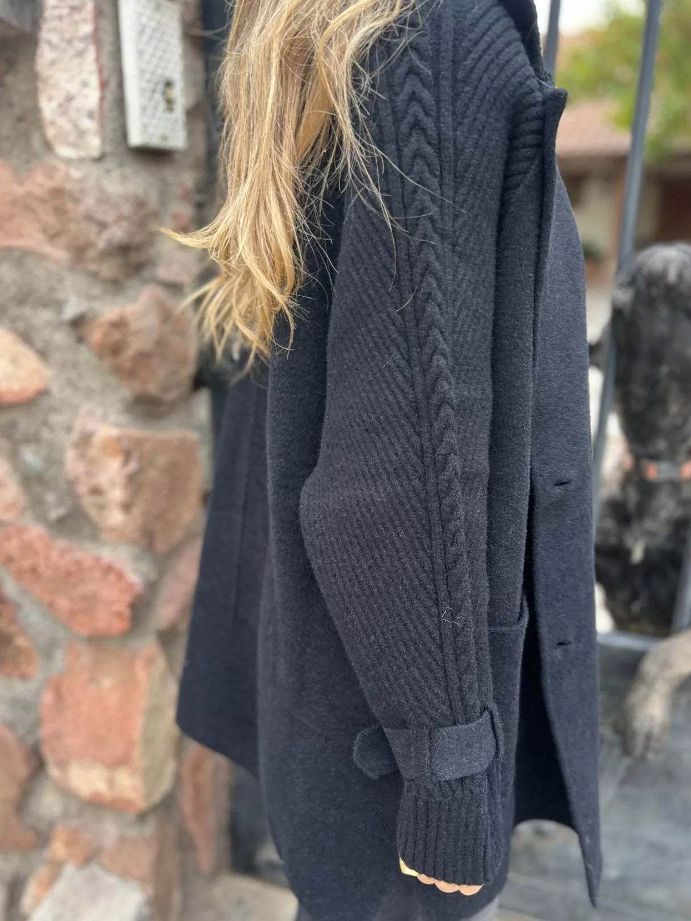 Full Size Texture Knit Longline Coat Plus Size - IntuitiveEncBoutique