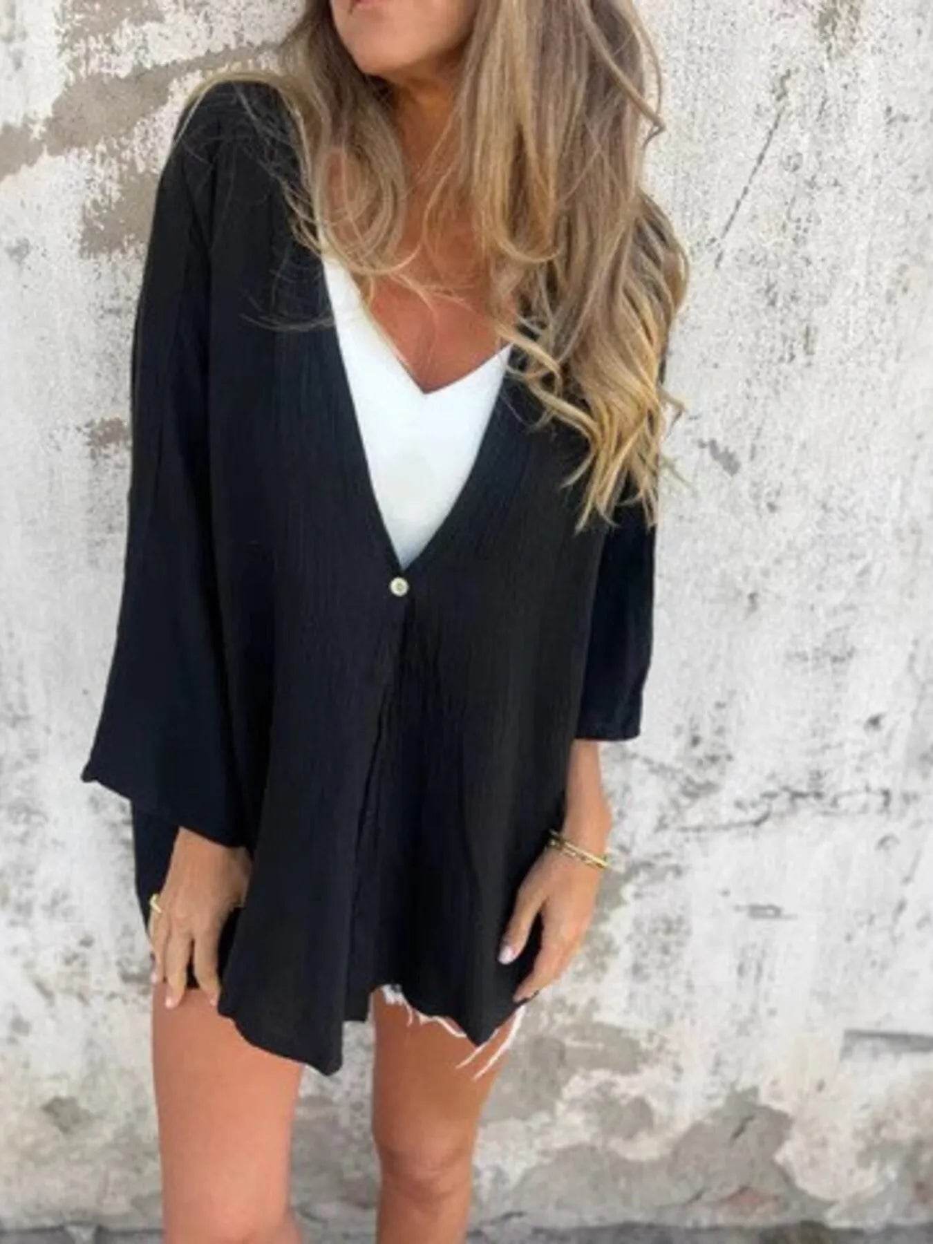 Full Size Oversized Button-Up Cardigan Plus Size - IntuitiveEncBoutique