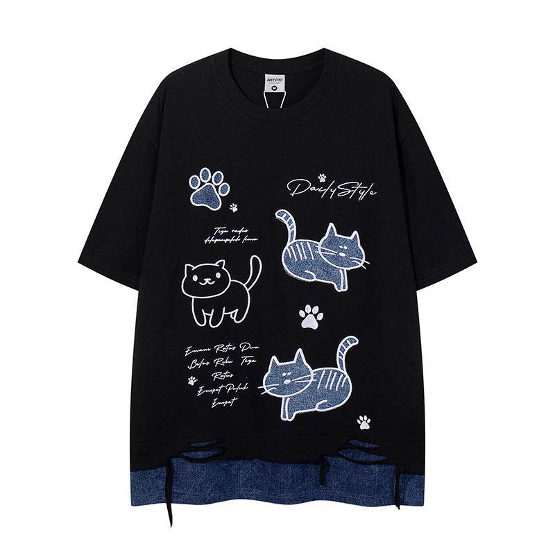 Short Sleeve Unisex Design Vintage Loose Round Neck T-Shirt - IntuitiveEncBoutique