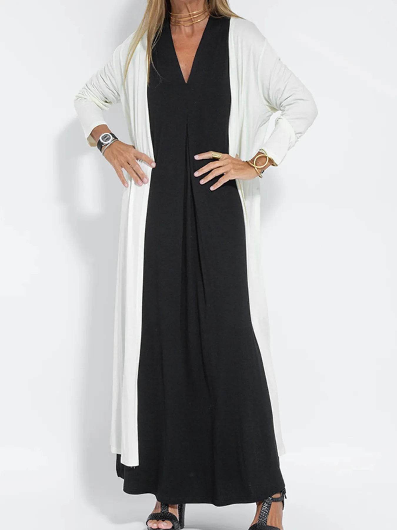 Full Size Open Front Side Slit Longline Cardigan Plus Size - IntuitiveEncBoutique