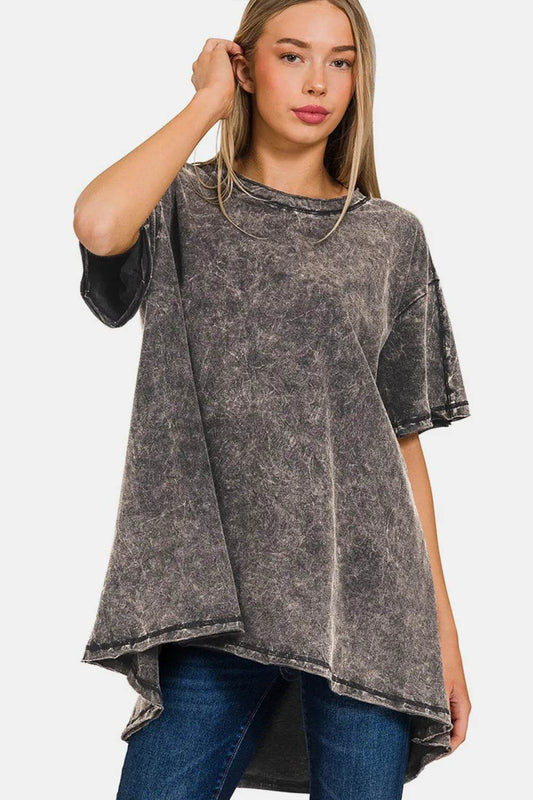 Zenana Round Neck Dropped Shoulder Blouse - IntuitiveEncBoutique
