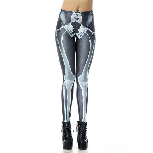 New Custom High Waist Leggings Black Leg Bone Skeleton Leggings - IntuitiveEncBoutique