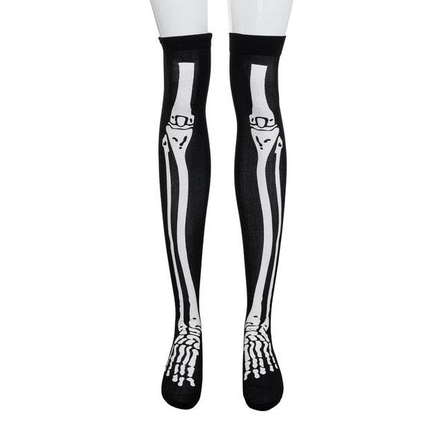 Halloween Black White Long Knee High Socks Costume Masquerade Carnival Cosplay Soft Wind Thigh Stockings Over The Knee - IntuitiveEncBoutique