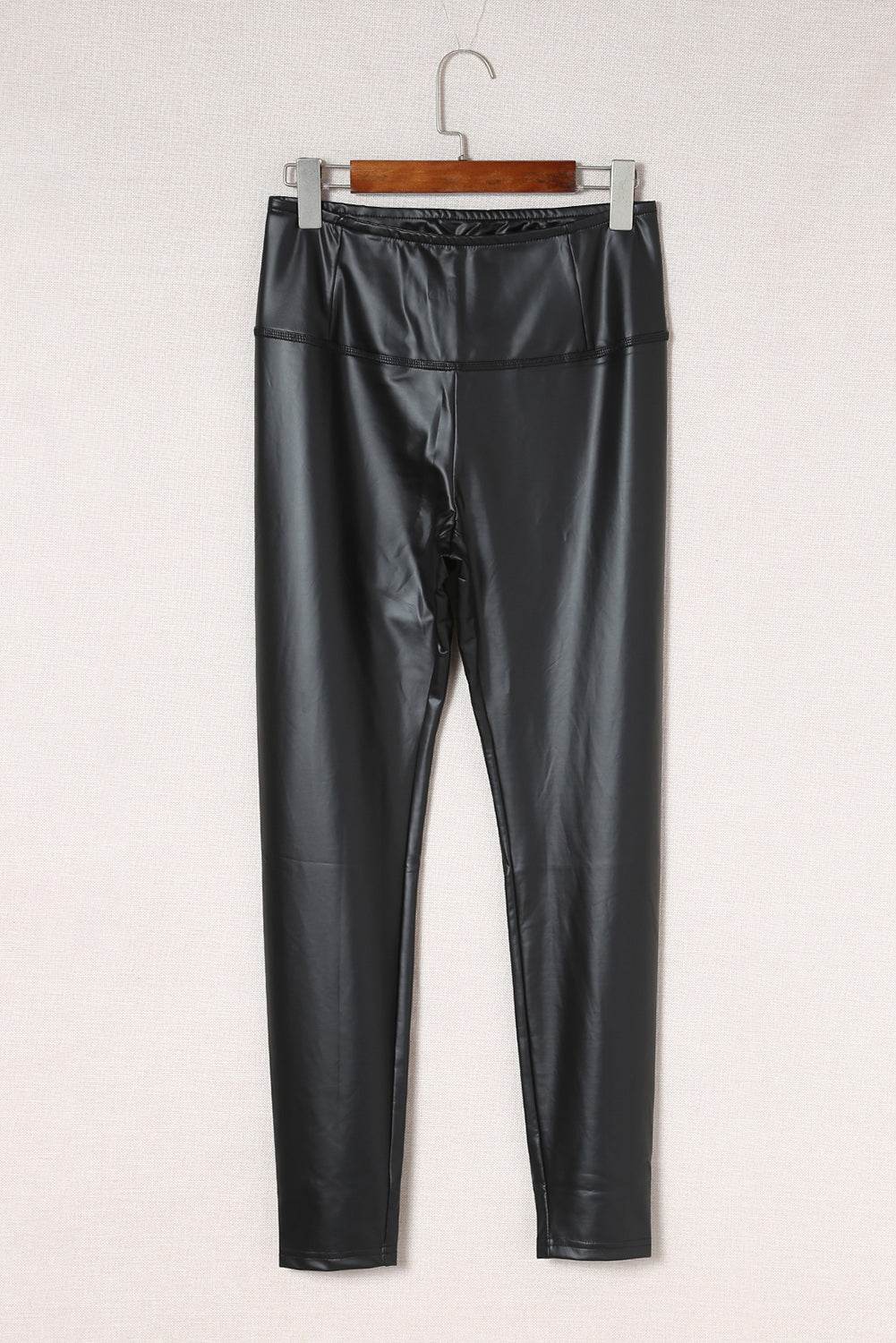 Black Faux Leather High Waist Leggings - IntuitiveEncBoutique
