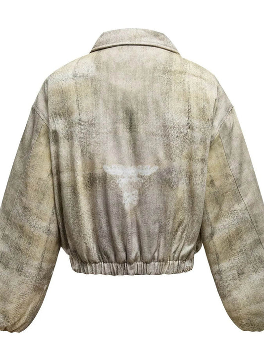 Men's Distressed Paint Splatter Zip Up Jacket - IntuitiveEncBoutique
