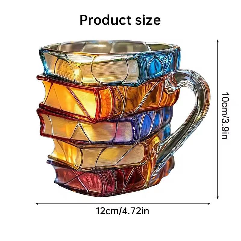 Painted Book Mug: 11oz, 3D painted books design, colorful resin, unique coffee cup, ideal for collection/gifts. - IntuitiveEncBoutique