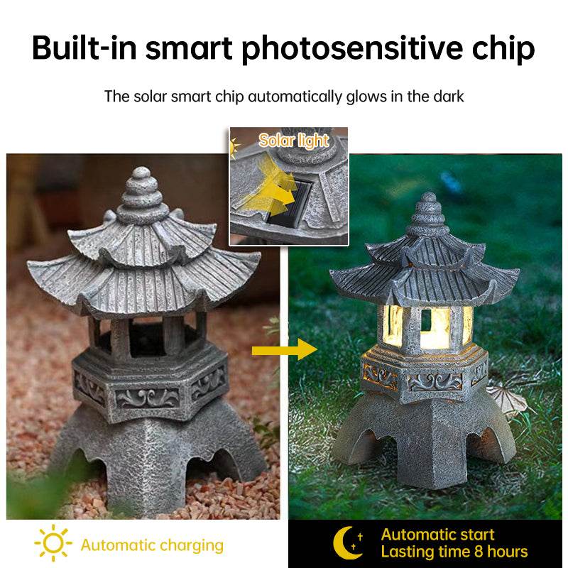 Solar-Powered Zen Garden Decor: Pagoda Lanterns & Statues - IntuitiveEncBoutique