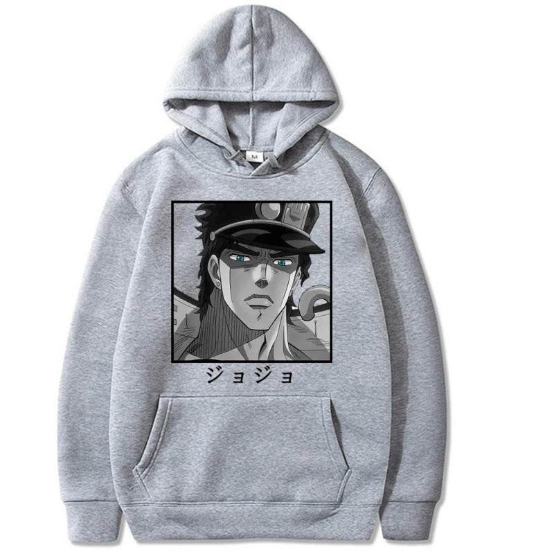 JOJO's Bizarre Adventure Anime Print Hooded Sweatshirt Unisex Long Sleeve Casual Jacket - IntuitiveEncBoutique