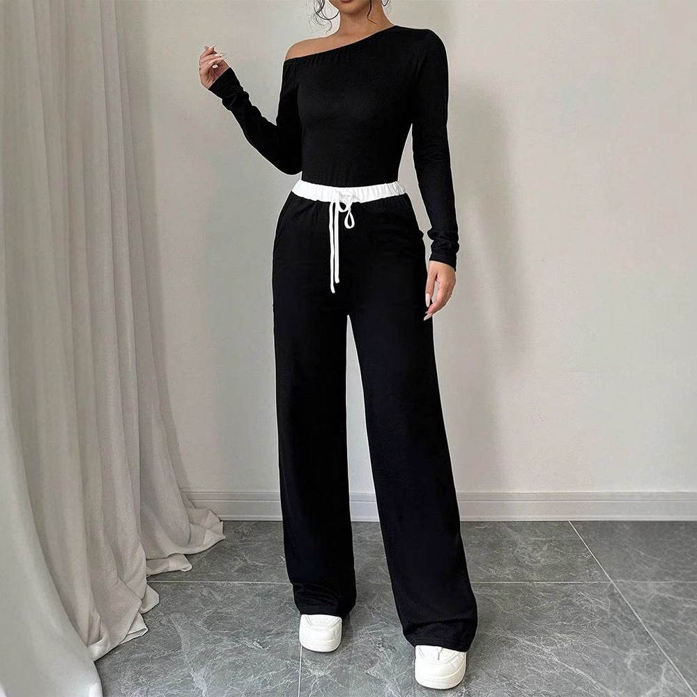 Loose wide leg long pants long sleeved T-shirt set - IntuitiveEncBoutique