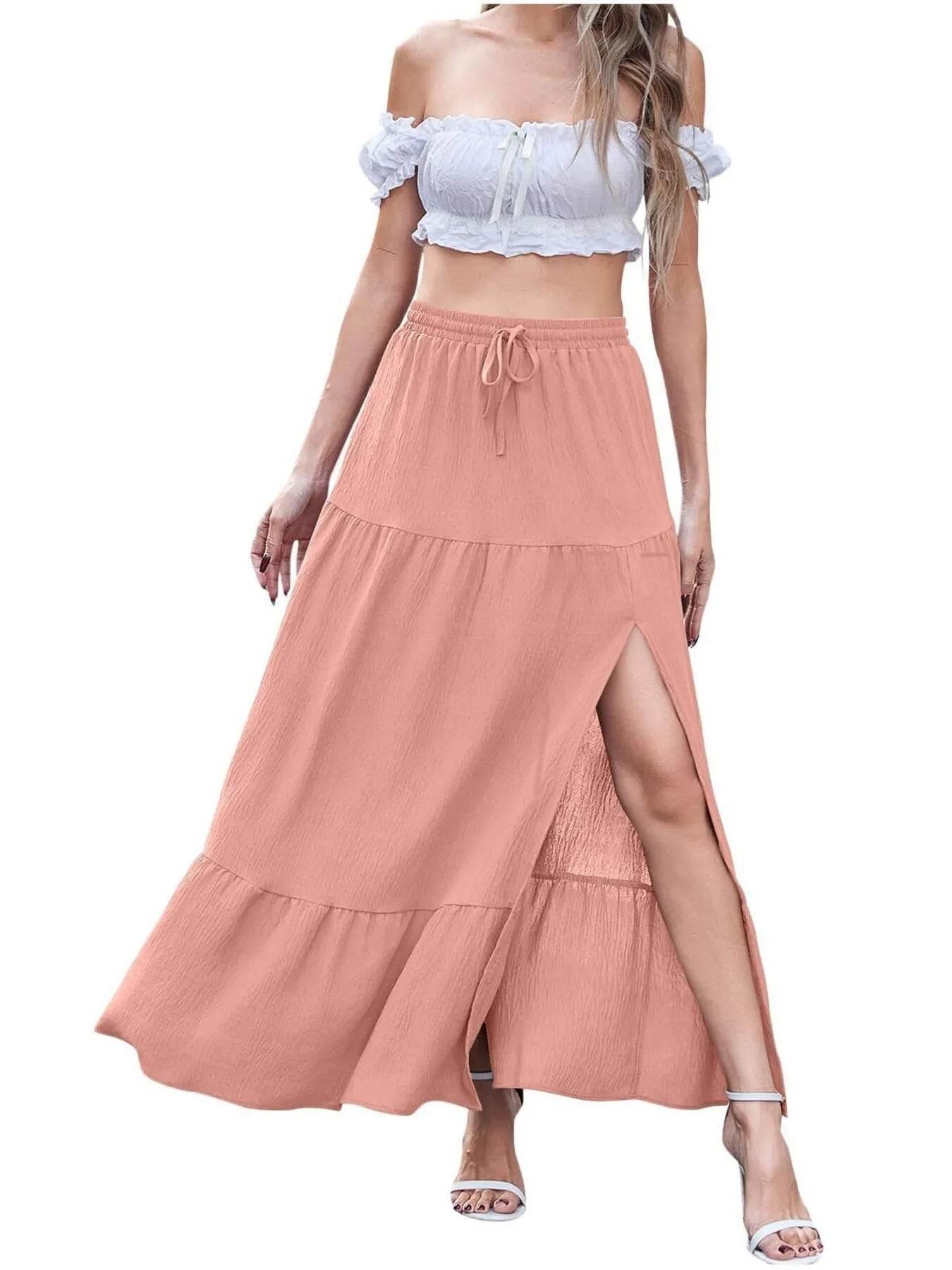 Full Size Slit Maxi Skirt Plus Size - IntuitiveEncBoutique