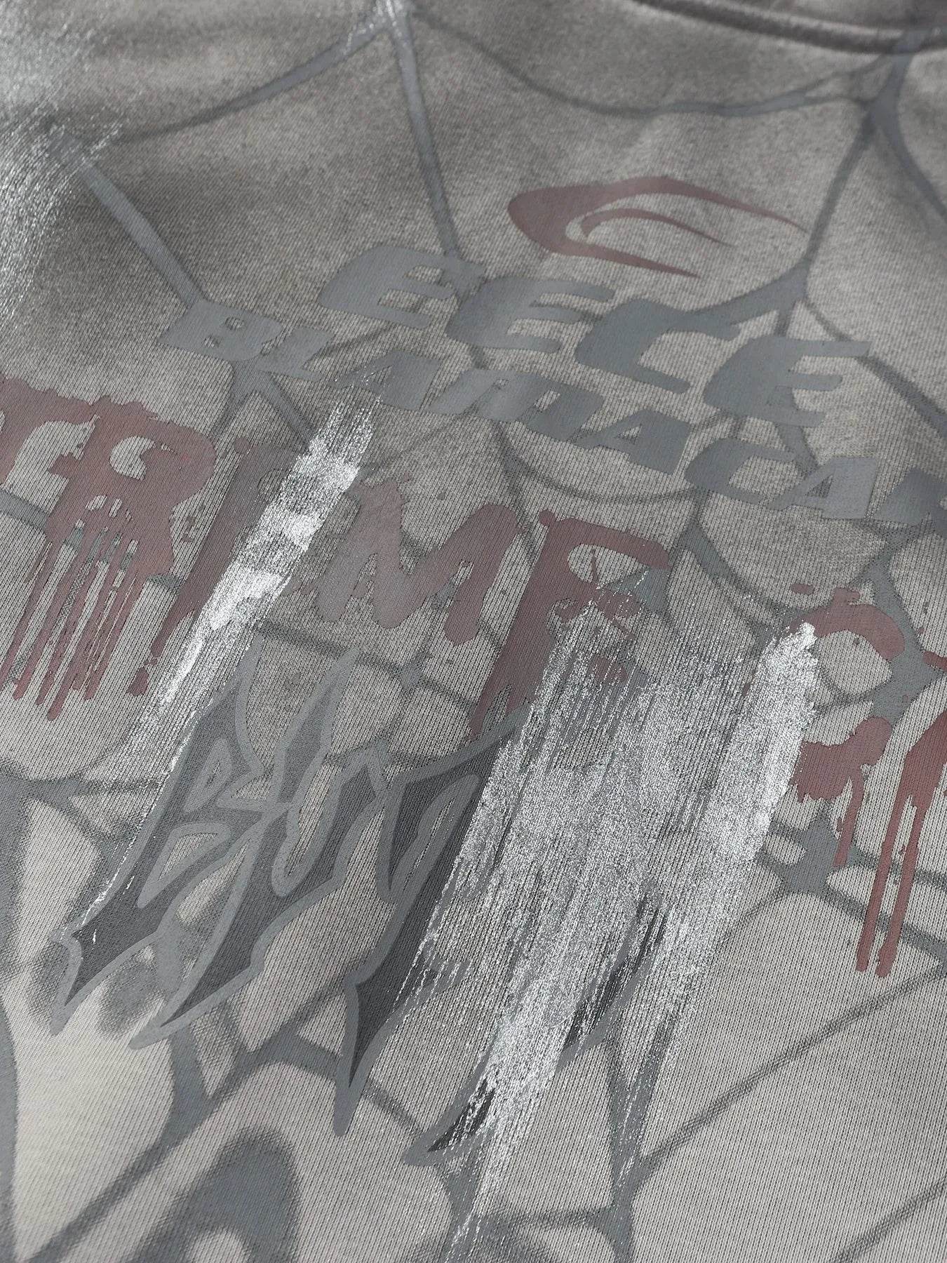 Men's Gothic Spider Web Graffiti Print Hoodie - IntuitiveEncBoutique