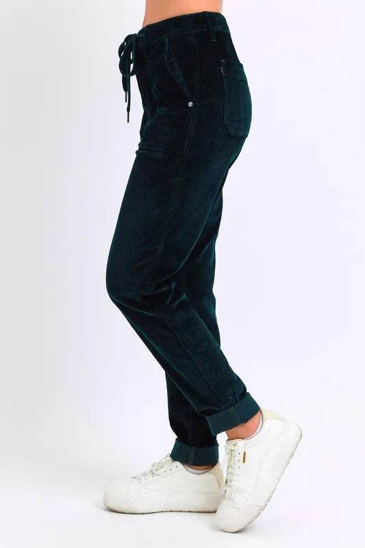 Judy Blue Full Size High Waist Corduroy Cuffed Jogger Plus Size - IntuitiveEncBoutique
