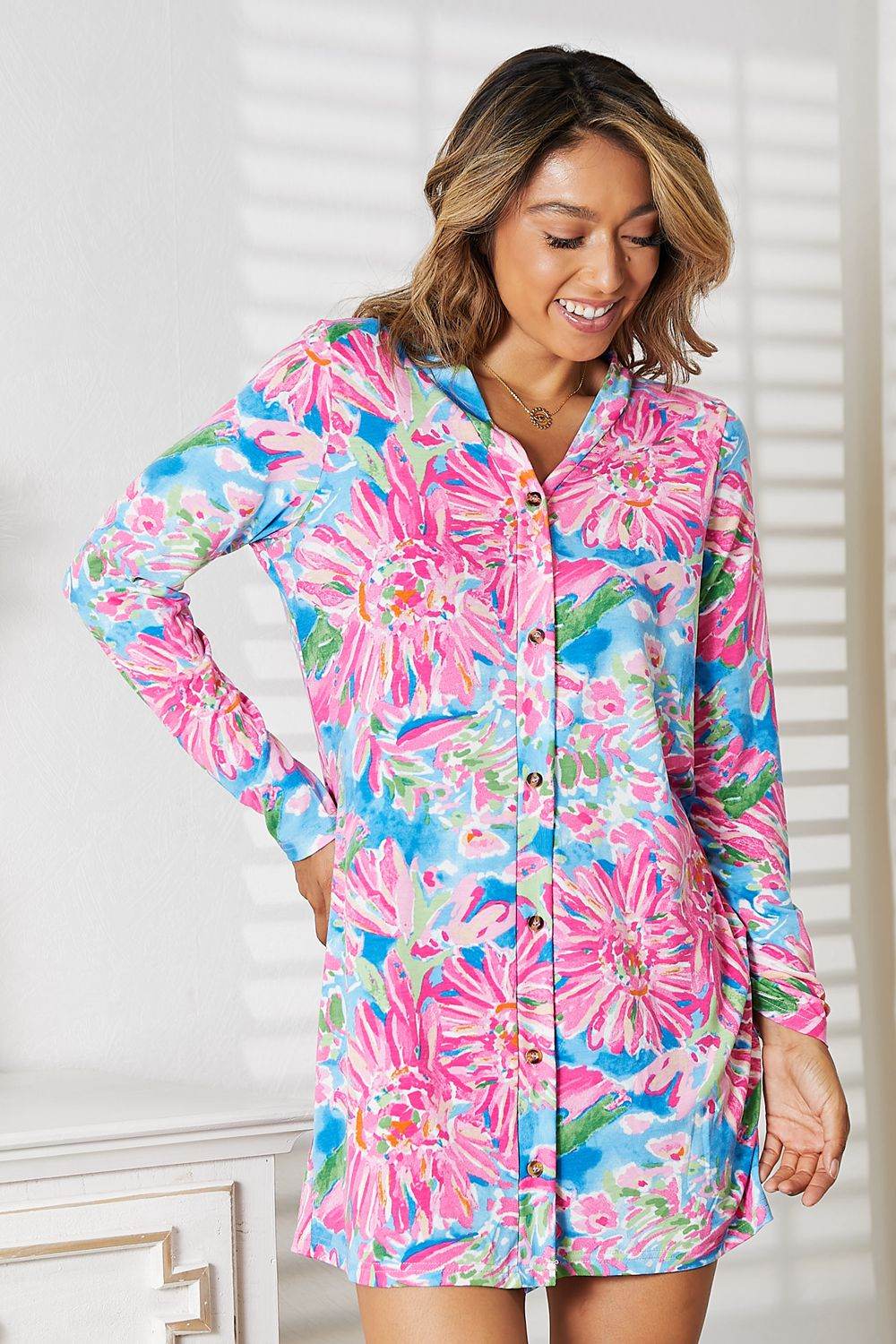 Double Take Floral Open Front Long Sleeve Cardigan - IntuitiveEncBoutique