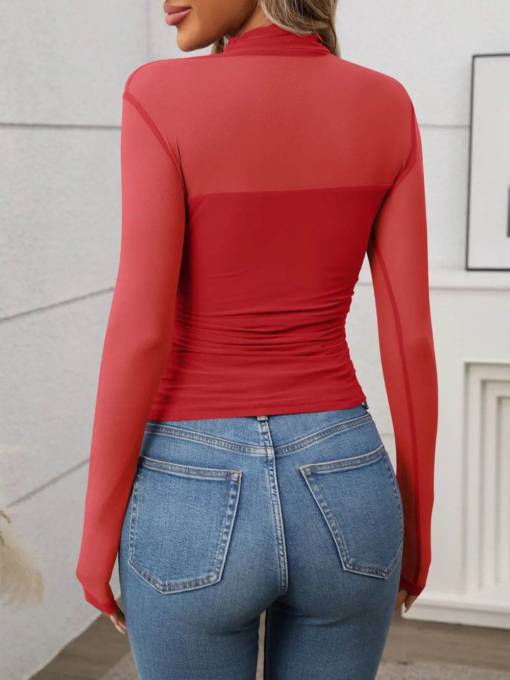 Mock Neck Long Sleeve Top - IntuitiveEncBoutique