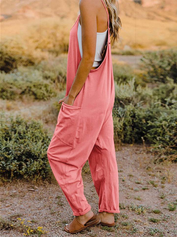 Double Take Full Size Sleeveless V-Neck Pocketed Jumpsuit - IntuitiveEncBoutique