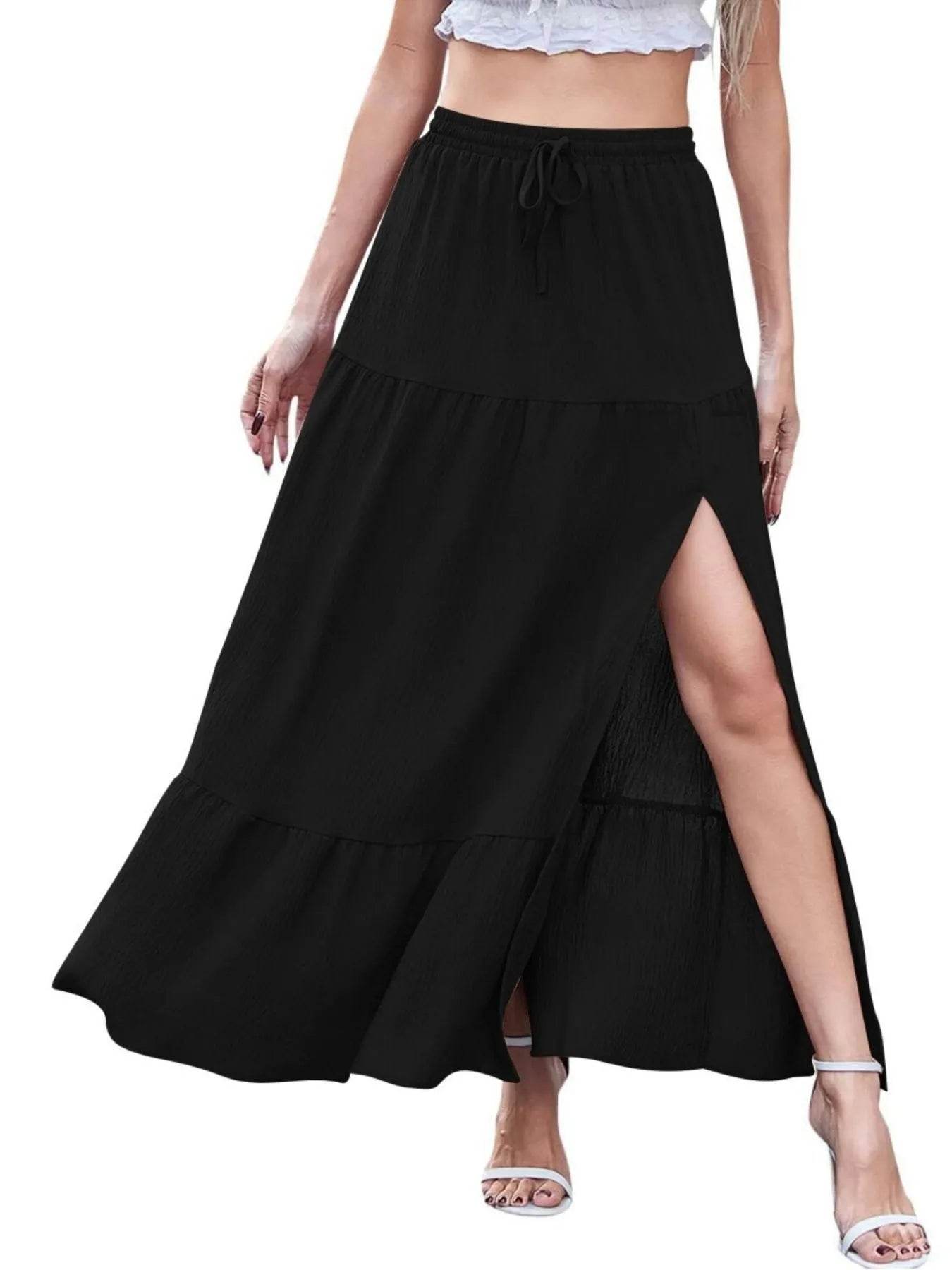 Full Size Slit Maxi Skirt Plus Size - IntuitiveEncBoutique