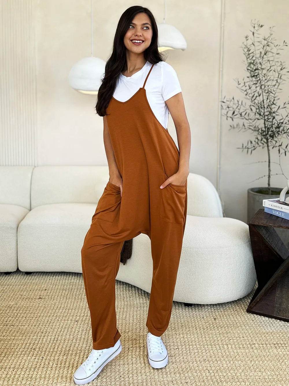 Double Take Full Size Sleeveless V-Neck Pocketed Jumpsuit - IntuitiveEncBoutique