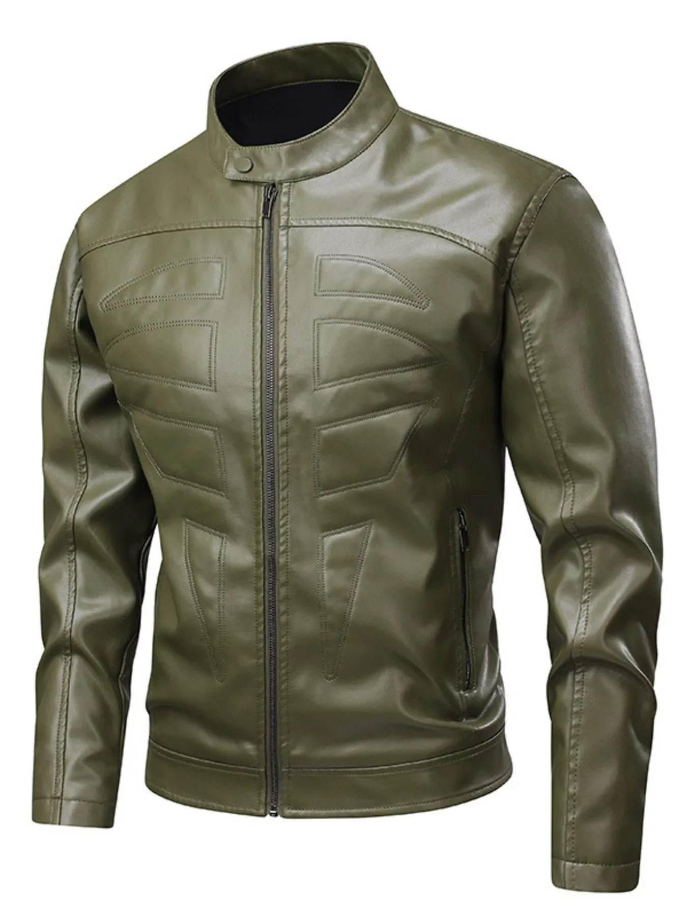 Men's Full Size Leather Zip Up Jacket Plus Size - IntuitiveEncBoutique