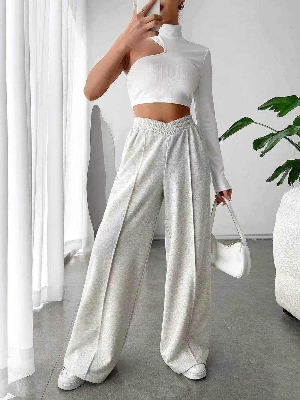 Elastic Waist Wide Leg Pants - IntuitiveEncBoutique