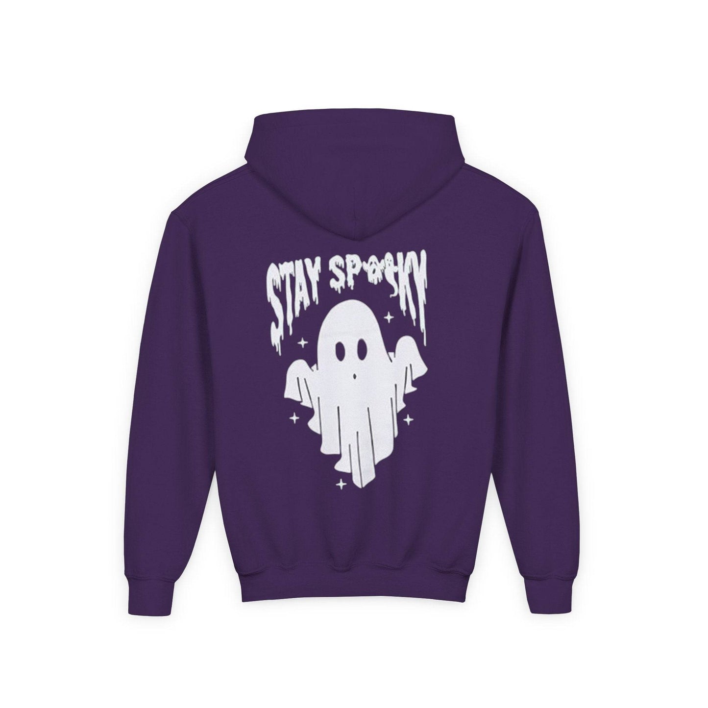 Youth Ghostly Rocker Hoodie - Stay Spooky Sweatshirt, Halloween Apparel, Youth Fashion, Skeleton Design, Cozy Gift - IntuitiveEncBoutique