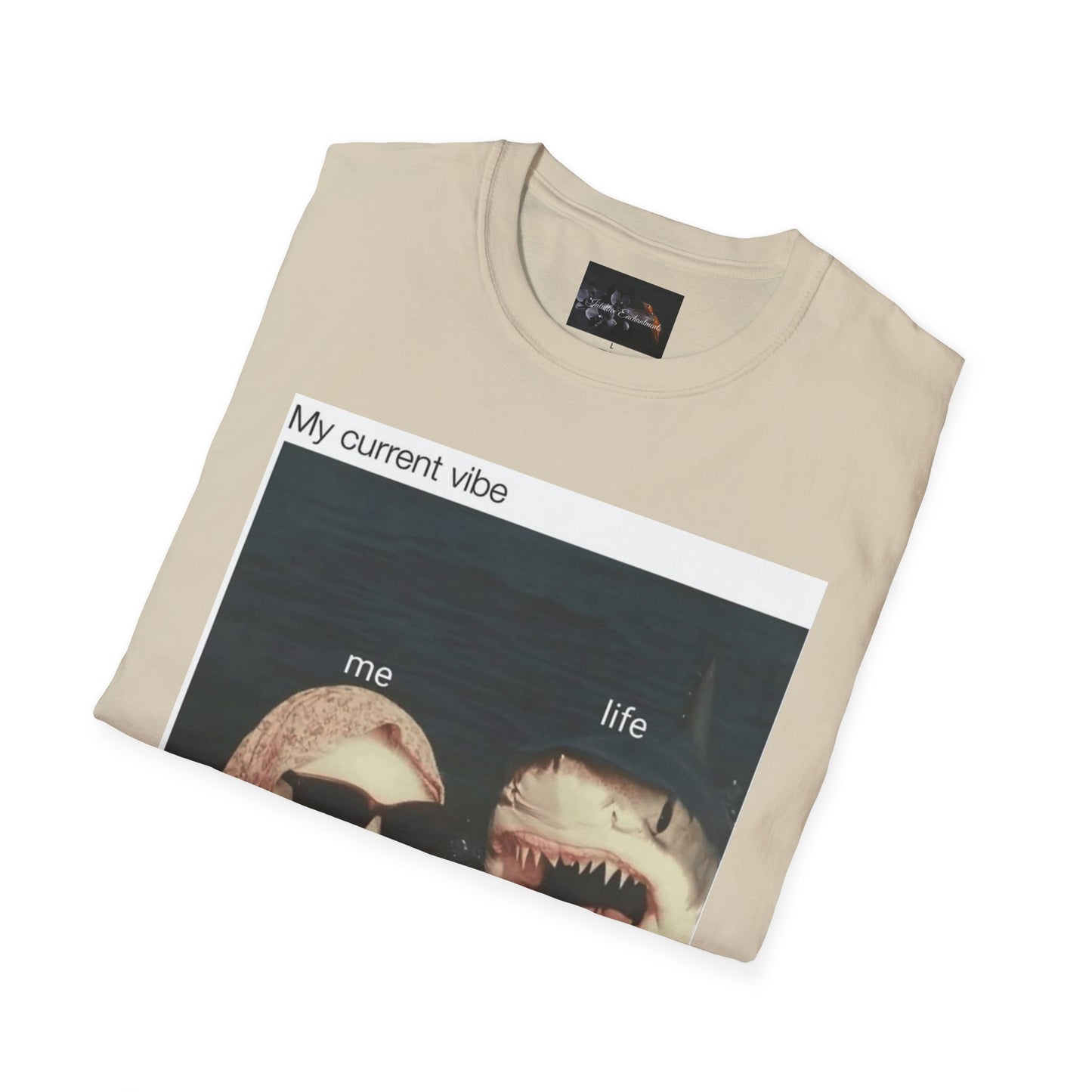 My Current Vibe T-Shirt, Funny Cat Shark Tee for Casual Outings, Unique Gift for Cat Lovers, Summer Style, Chill Vibes