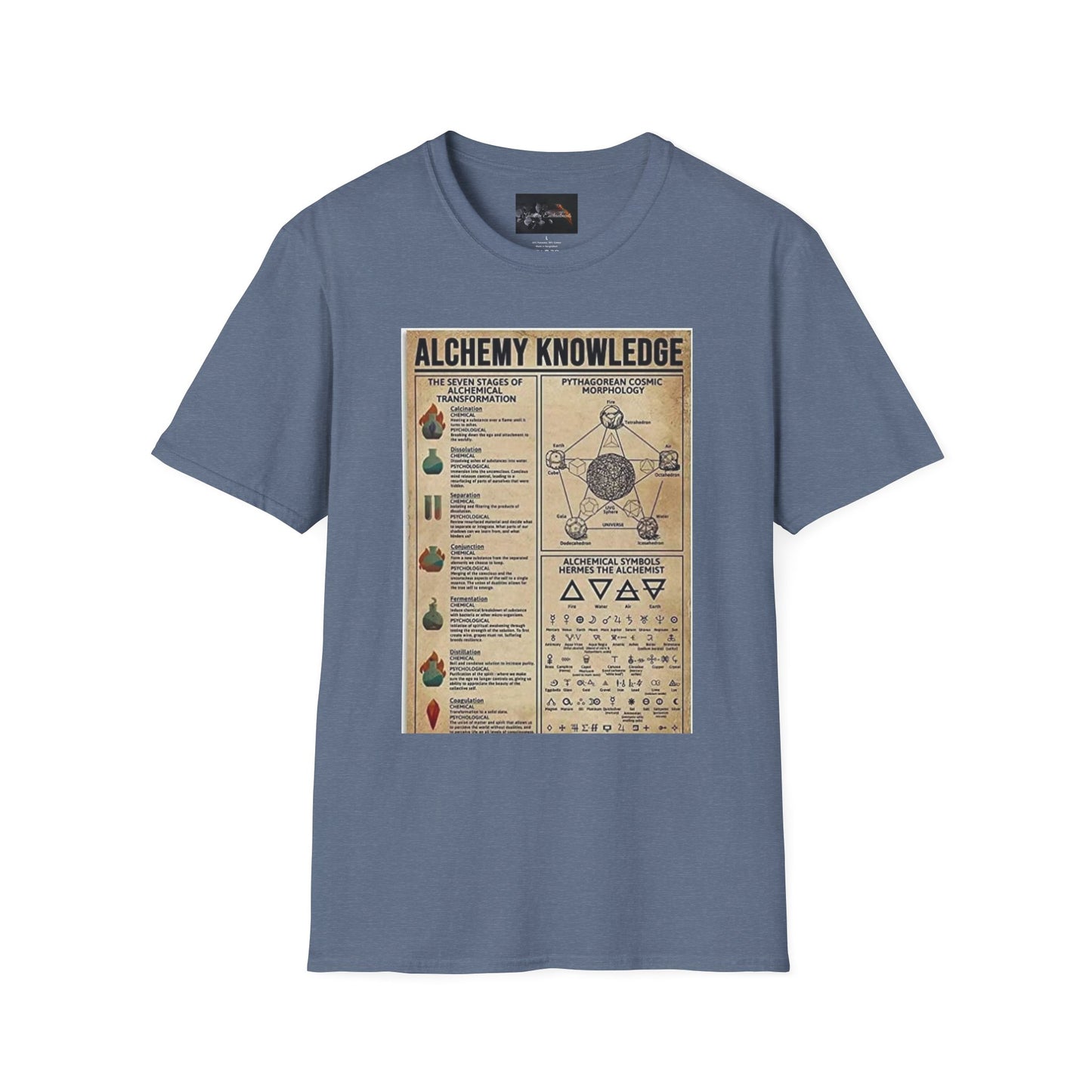 Alchemy Knowledge Unisex T-Shirt, Vintage-style Graphic Tee, Gift for Historians, Science Lovers, Unique Learning Shirt, Educational Apparel