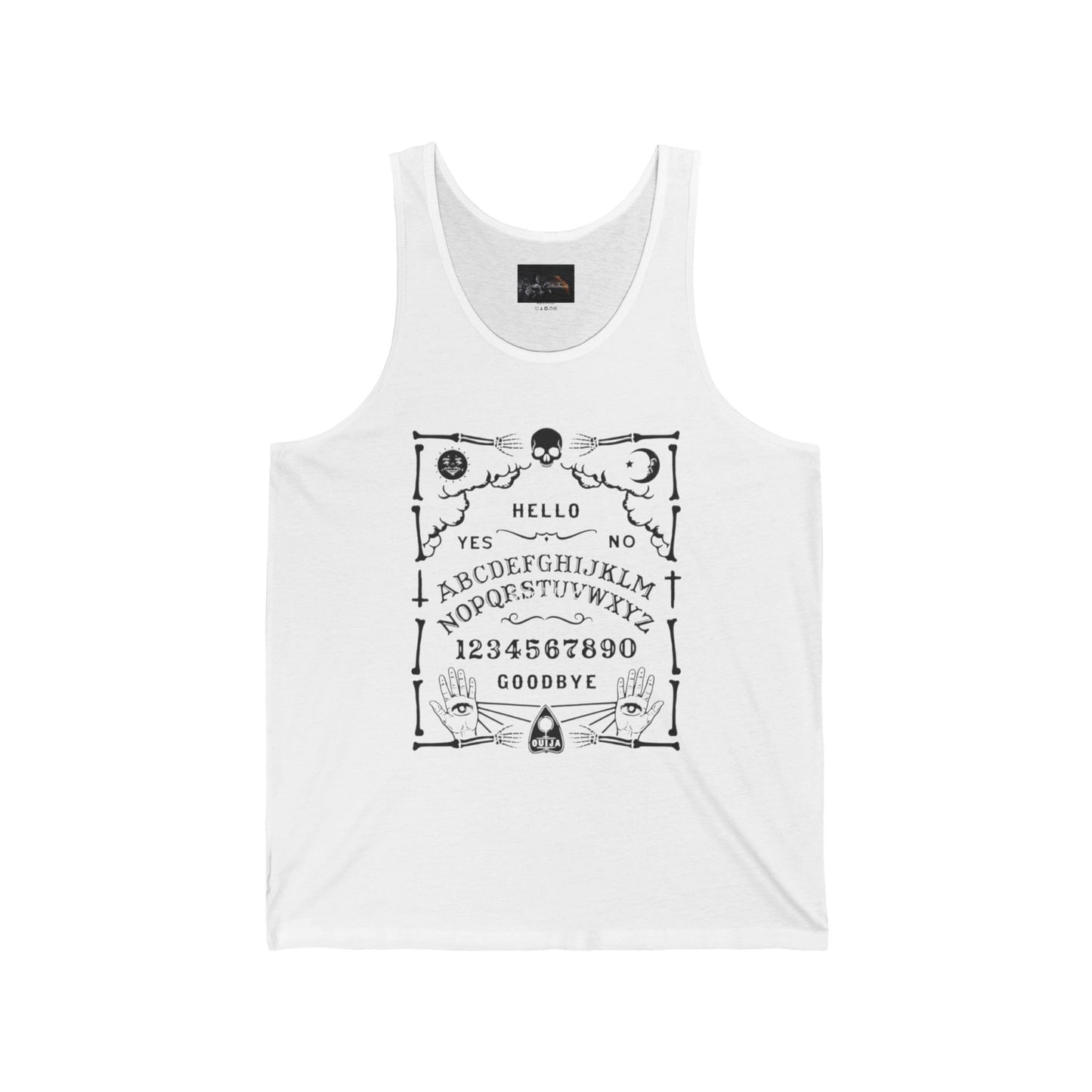 Spooky Ouija Board Tank, Unisex Jersey Tank Top, Halloween Shirt, Gothic Gift, Witchy Apparel, Summer Vibes, Festival Wear