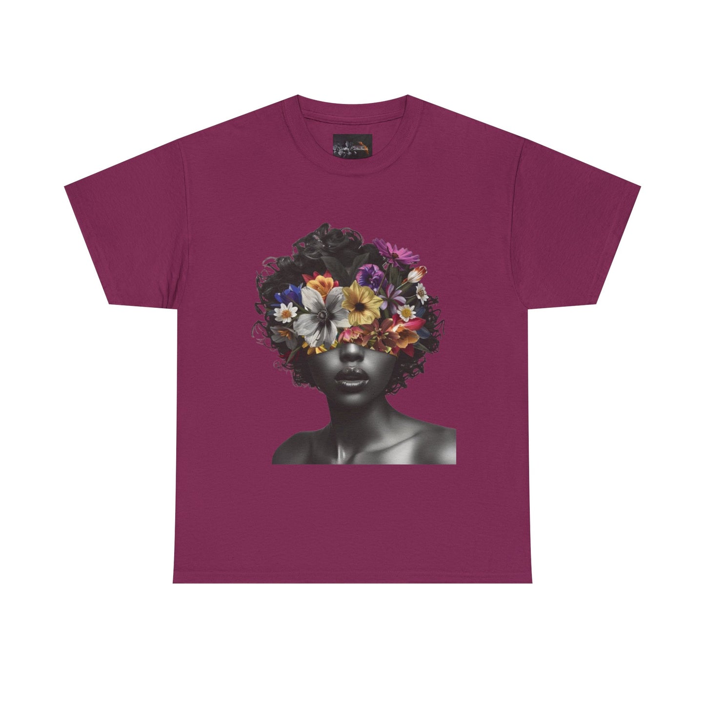 Floral Goddess Unisex Heavy Cotton Tee | Flower Graphic Tee, Boho Style, Casual Wear, Unique Gift, Art Tee