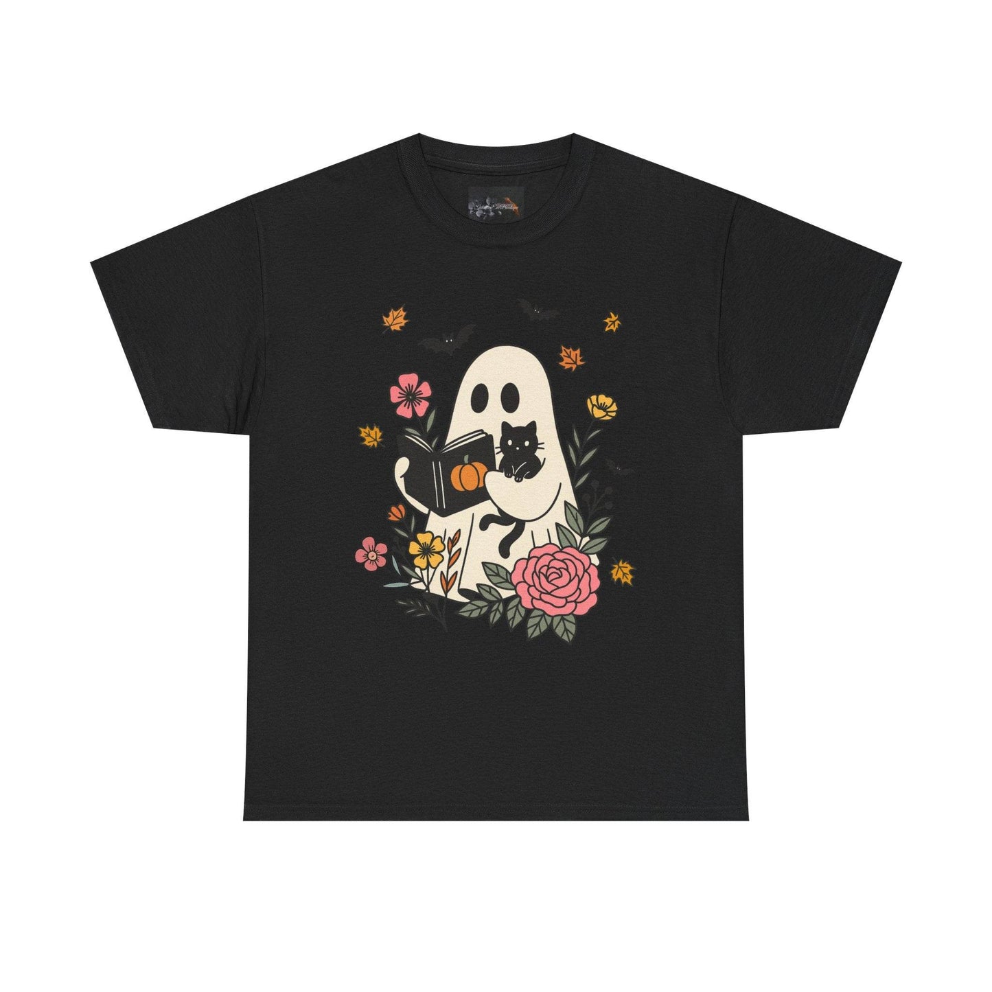 Cute Ghost & Cat Unisex Heavy Cotton Tee - IntuitiveEncBoutique