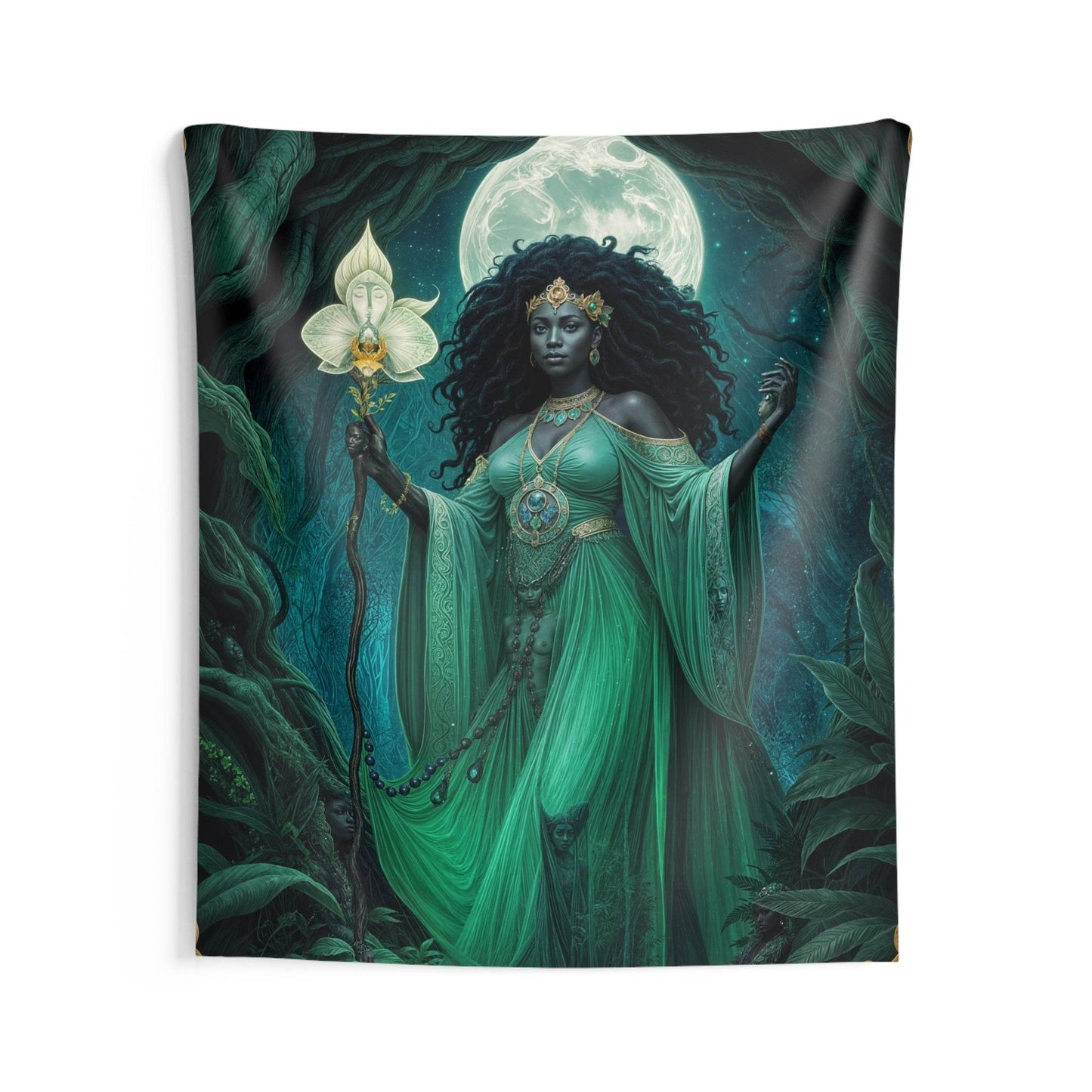 Enchanting Goddess Wall Tapestry, Boho Decor, Mystical Art Wall Hanging, Home Decoration, Ethereal Room Accent, Made by me. - IntuitiveEncBoutique