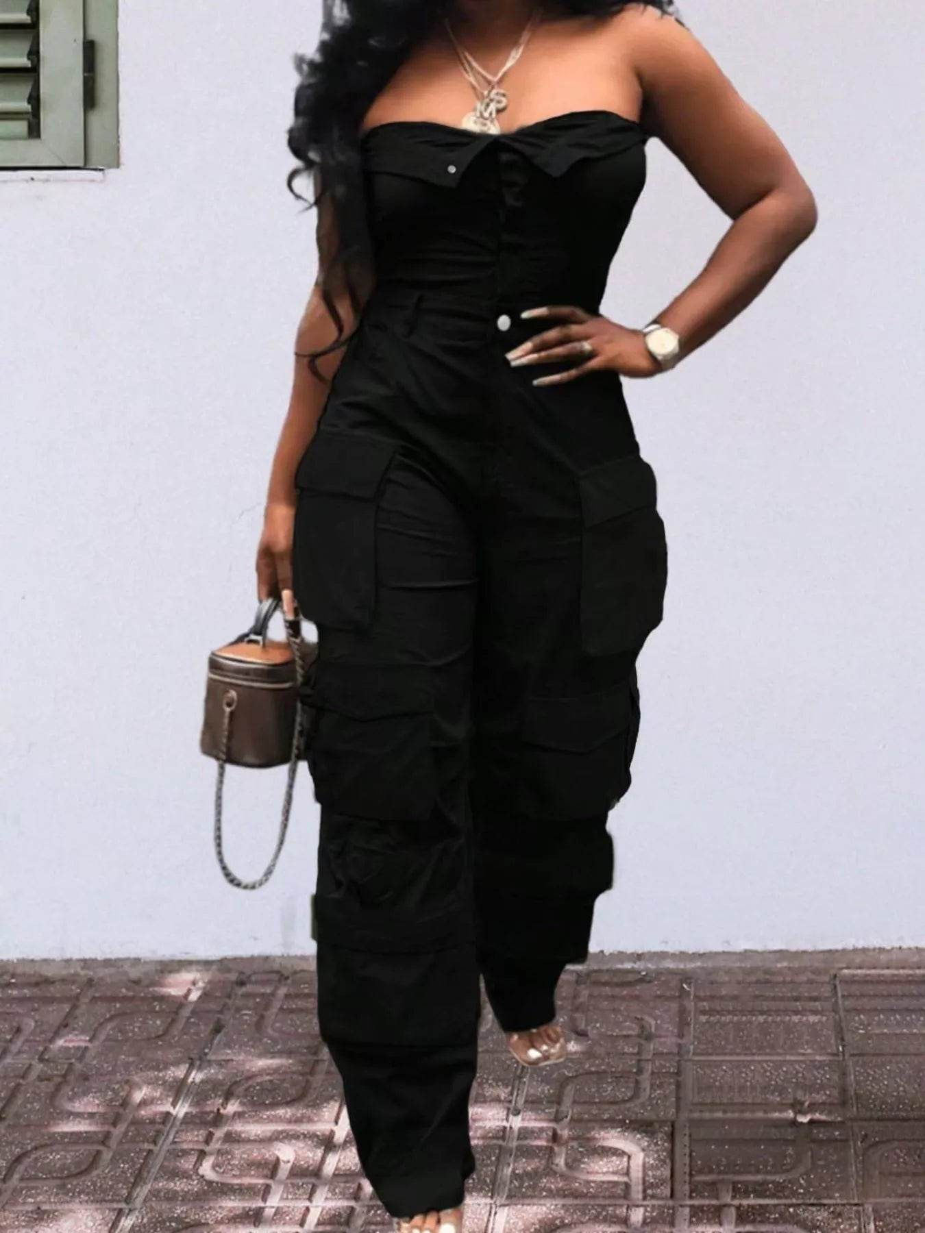 Tube Snap Down Cargo Jumpsuit - IntuitiveEncBoutique