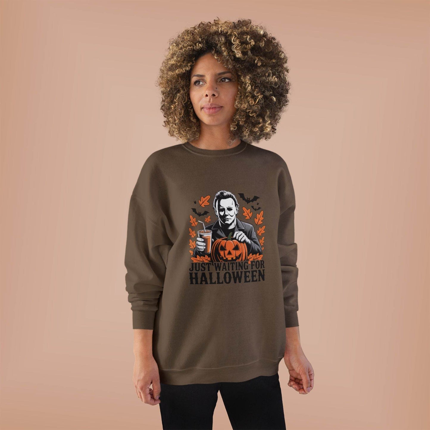 Halloween Sweatshirt - Just Waiting for Halloween | Unisex Crewneck Pullover, Fall Fashion, Halloween Gift, Cozy Sweater, Eco-Friendly Wear - IntuitiveEncBoutique