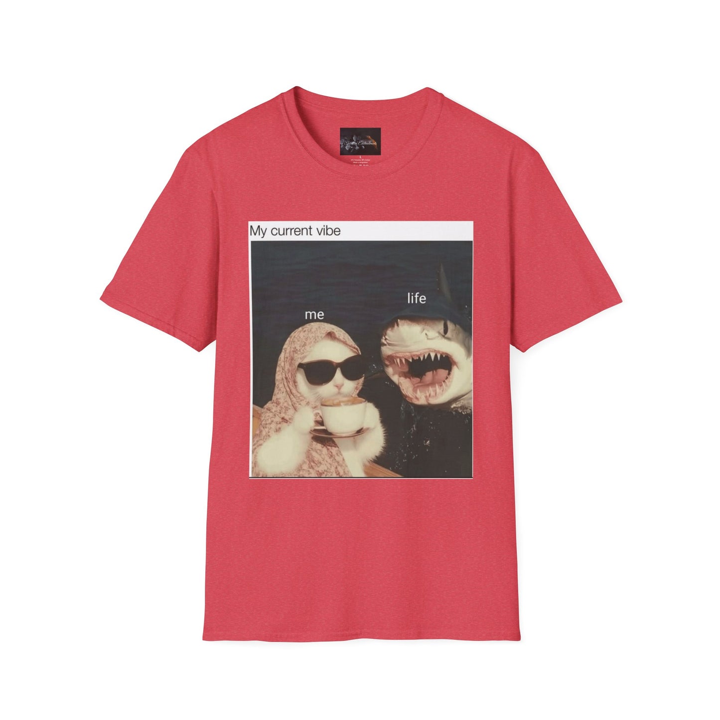 My Current Vibe T-Shirt, Funny Cat Shark Tee for Casual Outings, Unique Gift for Cat Lovers, Summer Style, Chill Vibes