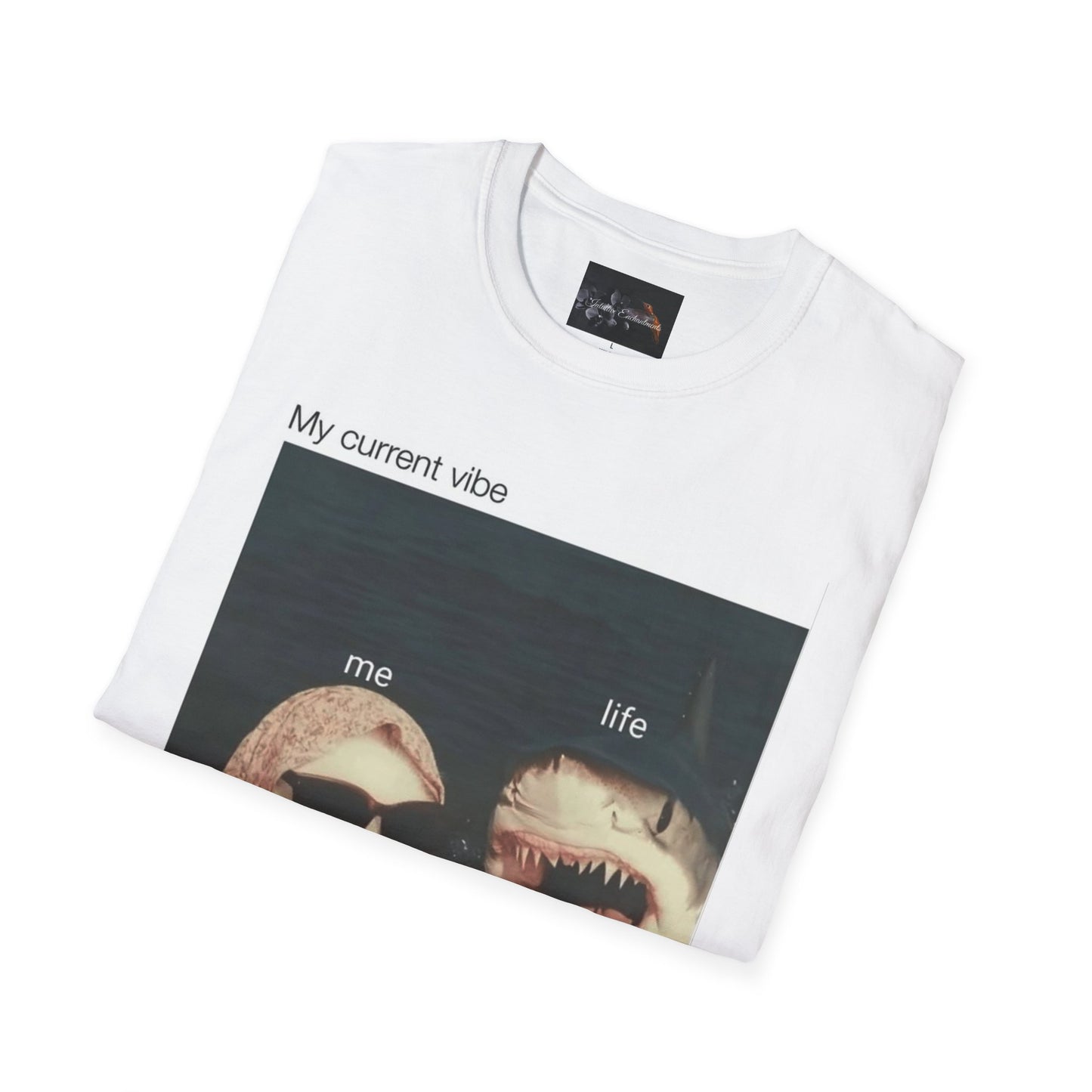 My Current Vibe T-Shirt, Funny Cat Shark Tee for Casual Outings, Unique Gift for Cat Lovers, Summer Style, Chill Vibes