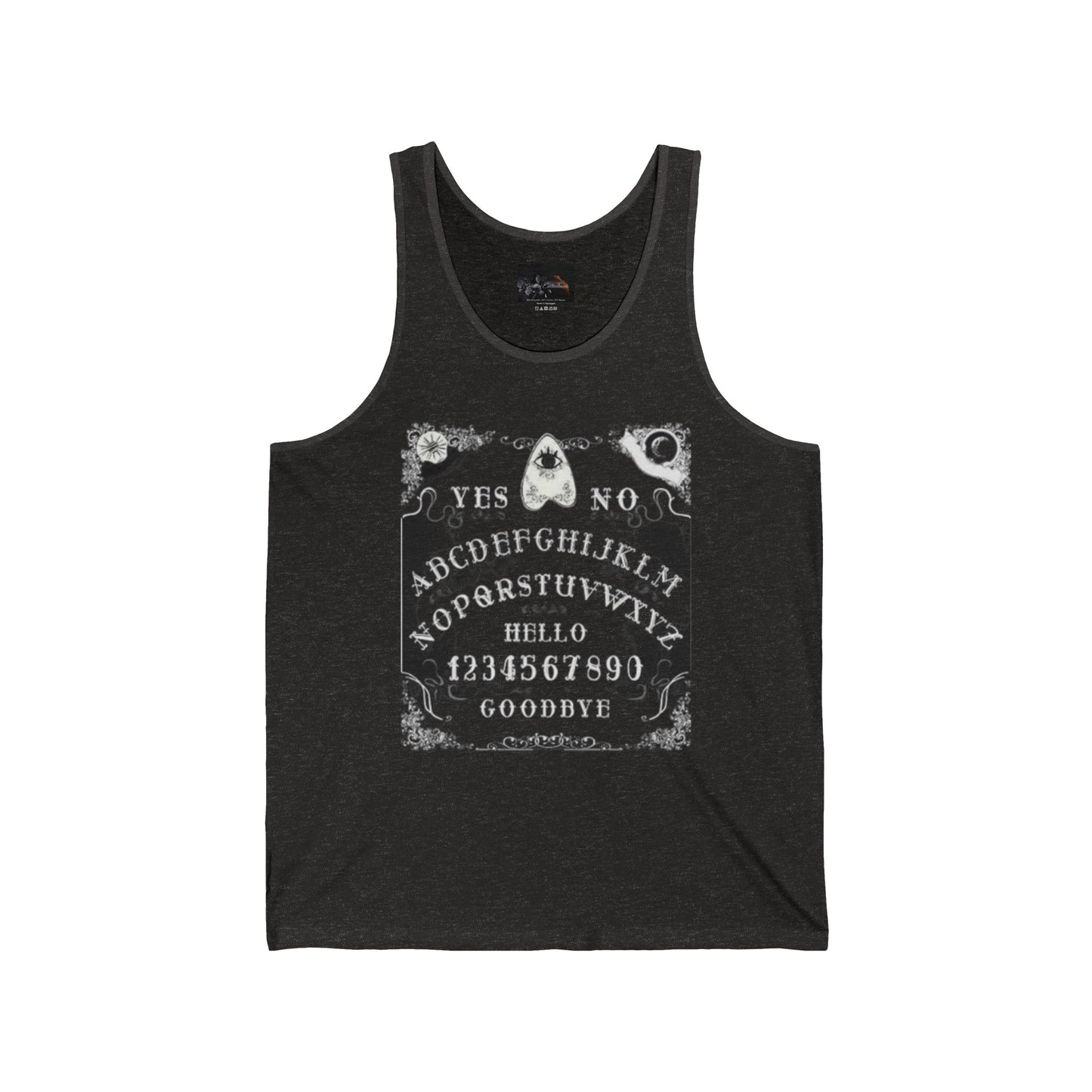 Spooky Ouija Board Tank, Unisex Jersey Tank Top, Halloween Shirt, Gothic Gift, Witchy Apparel, Summer Vibes, Festival Wear