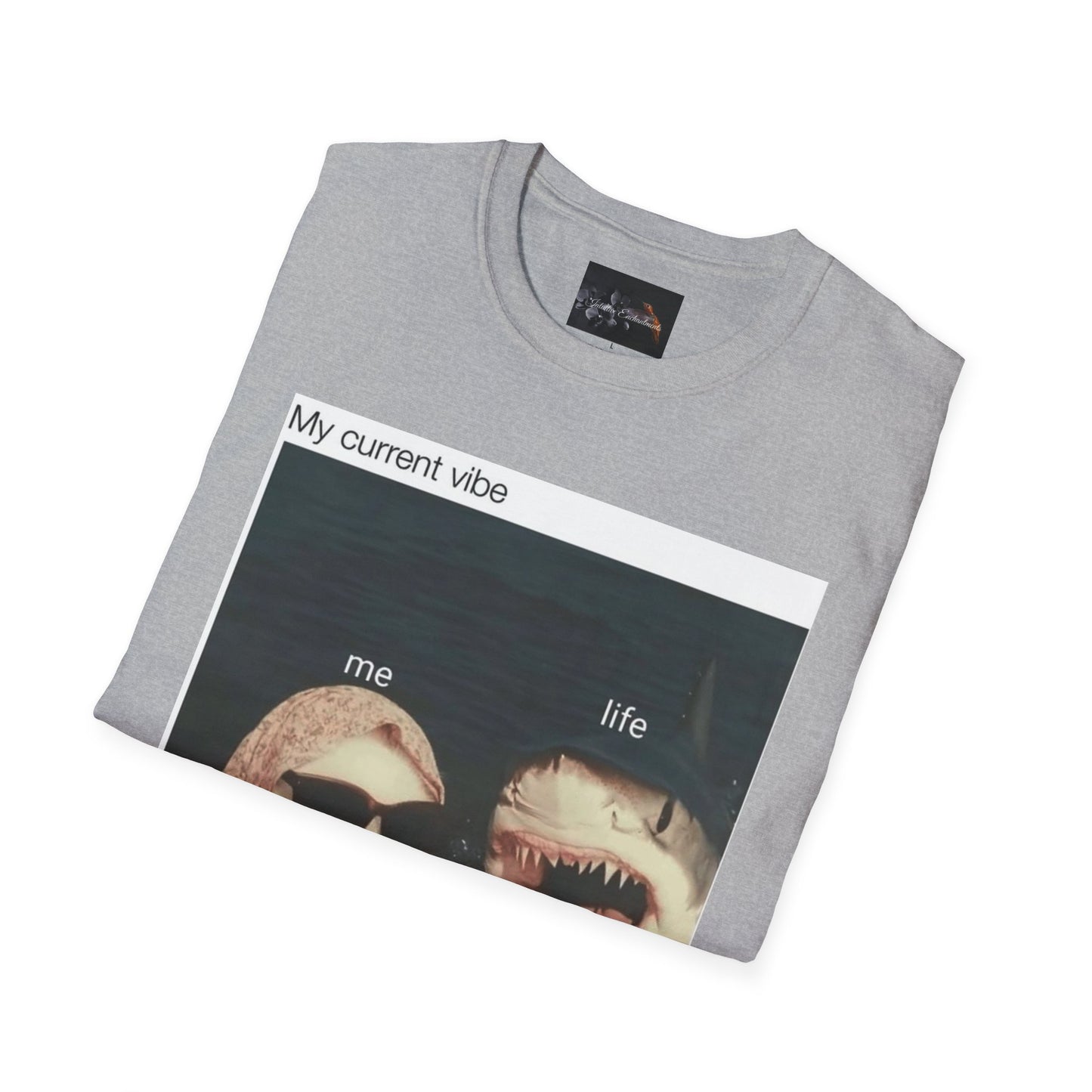 My Current Vibe T-Shirt, Funny Cat Shark Tee for Casual Outings, Unique Gift for Cat Lovers, Summer Style, Chill Vibes