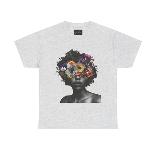 Floral Goddess Unisex Heavy Cotton Tee | Flower Graphic Tee, Boho Style, Casual Wear, Unique Gift, Art Tee