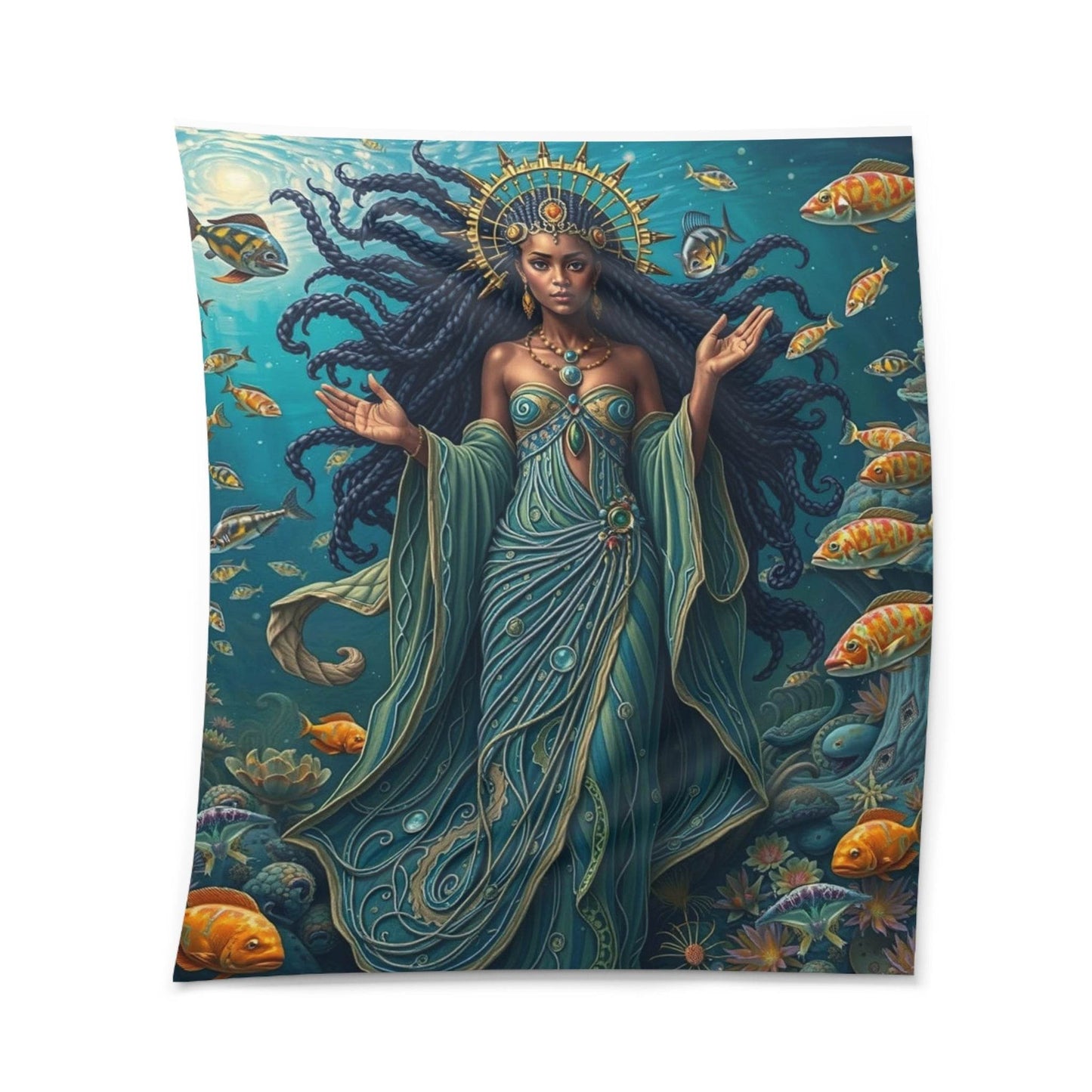 Wall Tapestries - Handmade Design, Yemoja in all her glory - IntuitiveEncBoutique