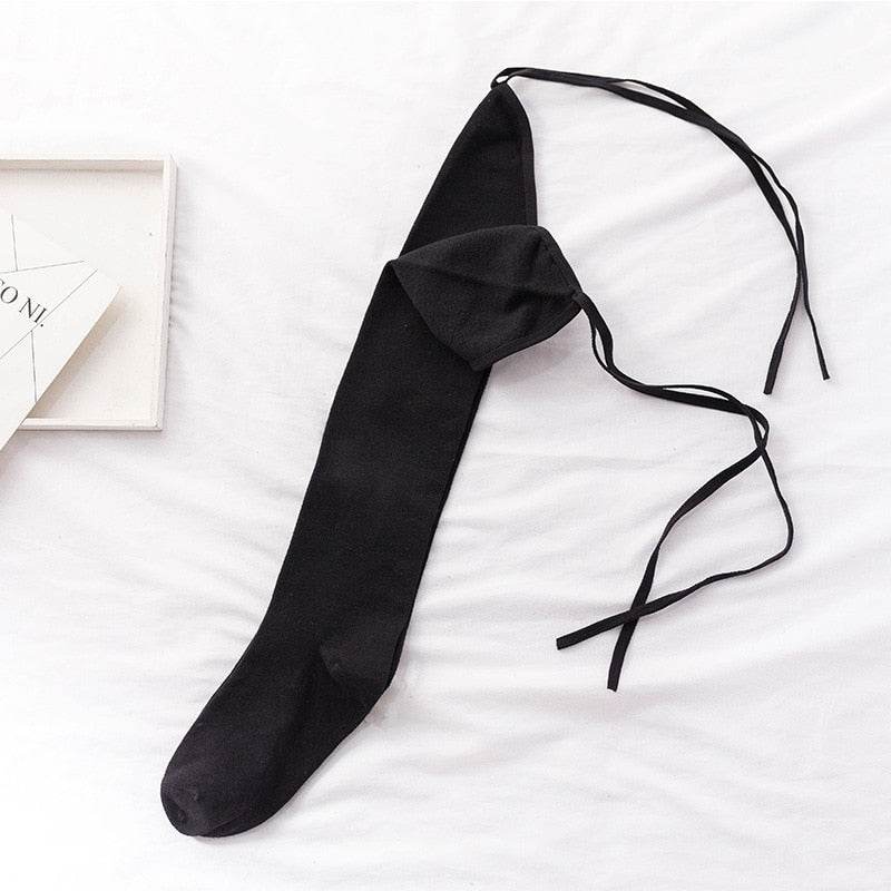 Lolita Cross-tie Over-knee Socks - IntuitiveEncBoutique