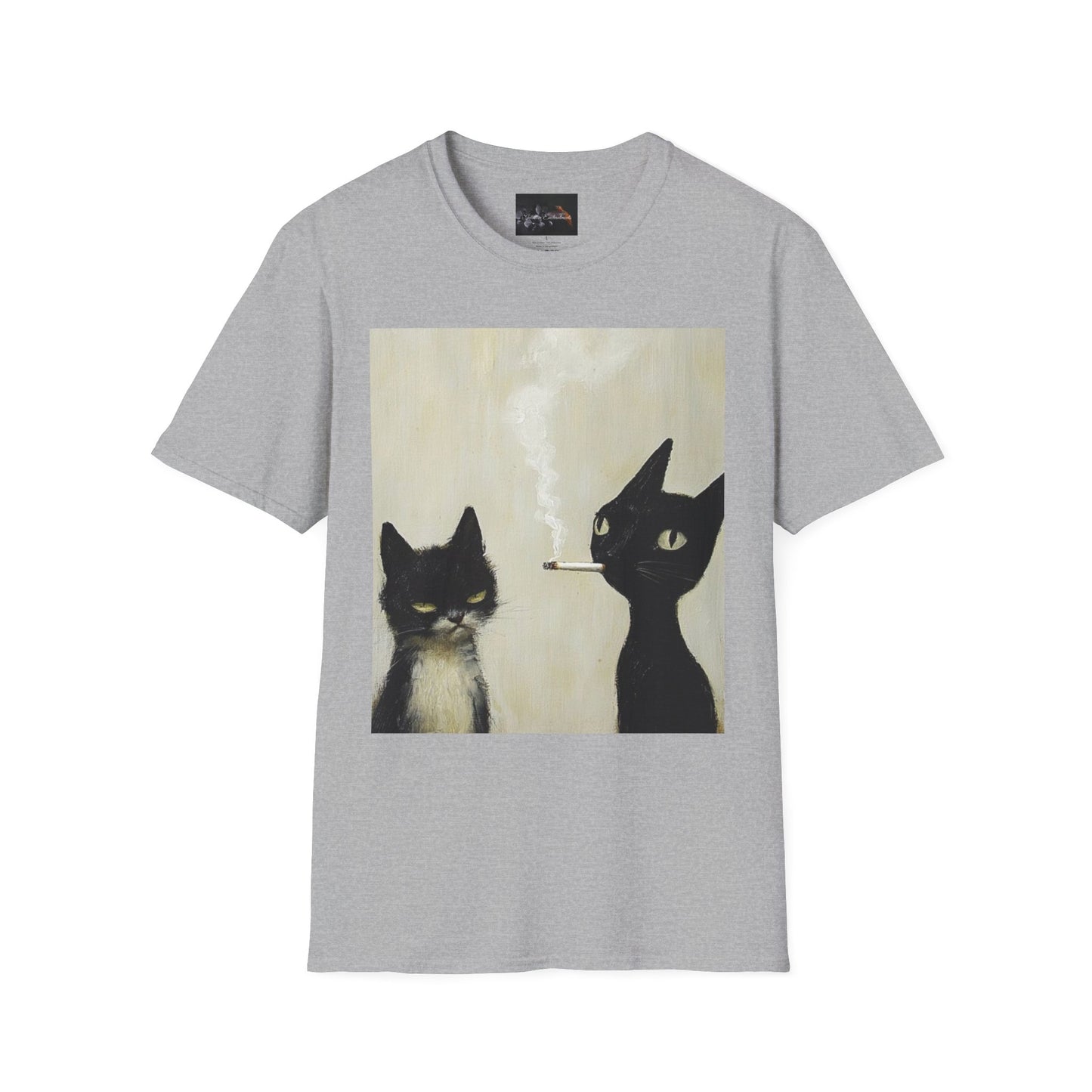 Cool Cat Art Unisex Softstyle T-Shirt, Vintage Cat Illustration, Perfect Gift for Cat Lovers, Casual Streetwear, Unique Pet Tee
