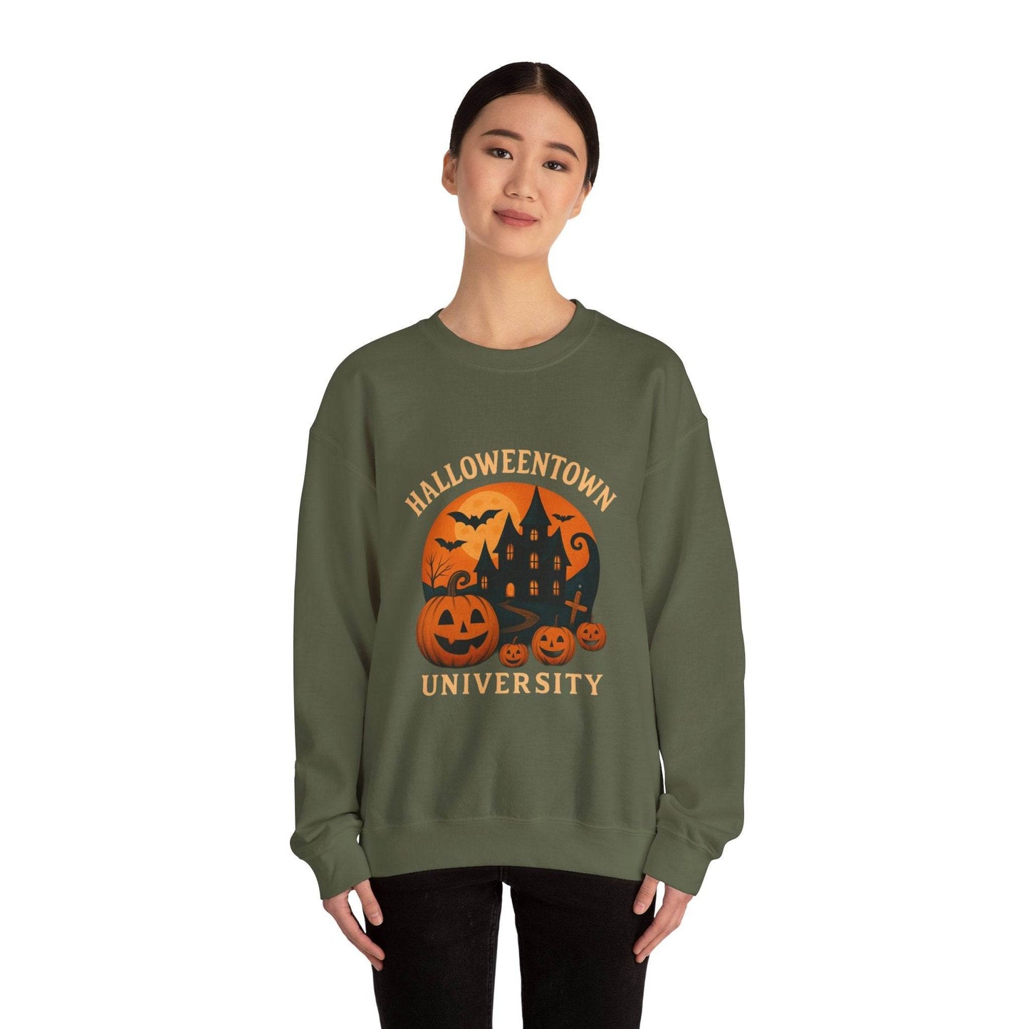Halloween Town Crewneck Sweatshirt, Cozy Sweatshirt for Fall, Unisex Halloween Apparel, Spooky Season Gift, Halloween University Sweatshirt - IntuitiveEncBoutique