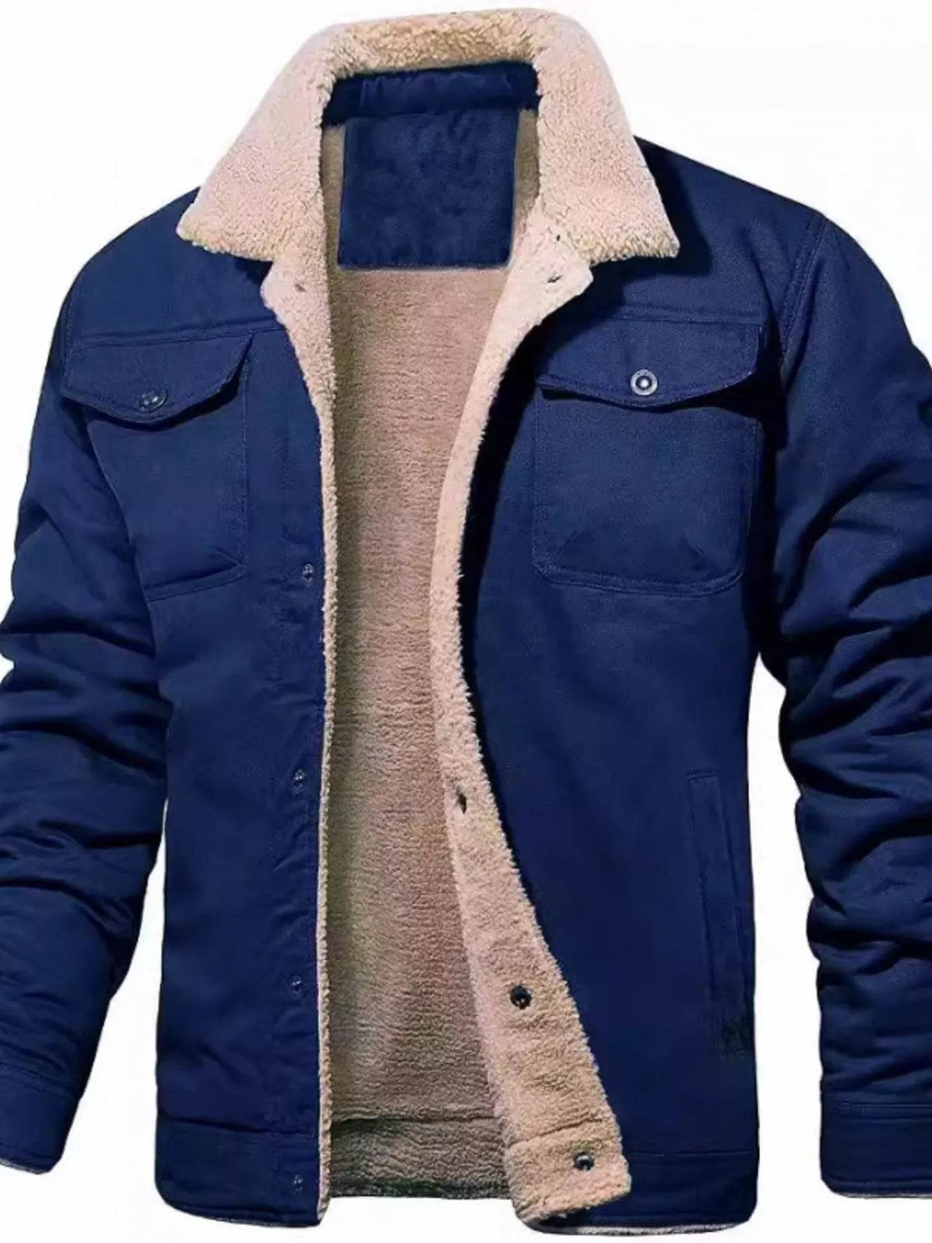 Men's Full Size Sherpa Lined Long Sleeve Jacket Plus Size - IntuitiveEncBoutique