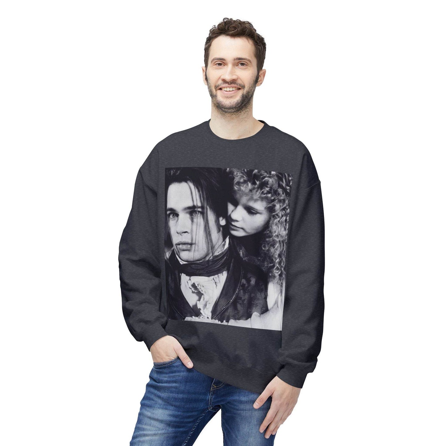Vampire Romance Fleece Crewneck Sweatshirt, Cozy Sweatshirt, Gothic Fashion, Unisex Gift, Movie Lover Apparel, Halloween Outfit - IntuitiveEncBoutique