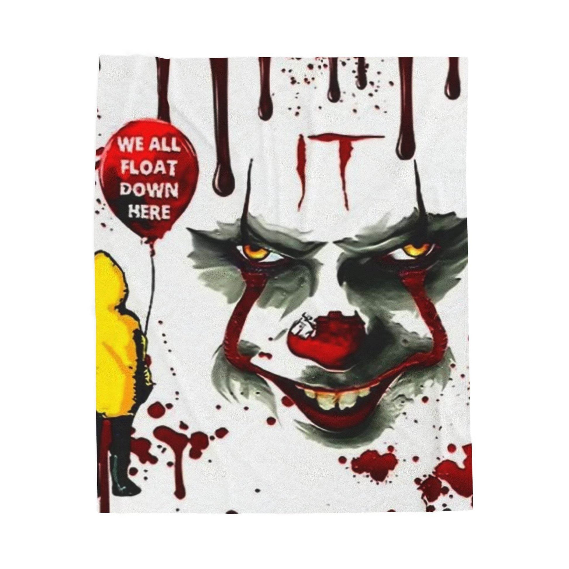 Creepy Clown Velveteen Plush Blanket - Horror Decor, Cozy Home, Movie Night, Halloween Gift, Unique Throw - IntuitiveEncBoutique