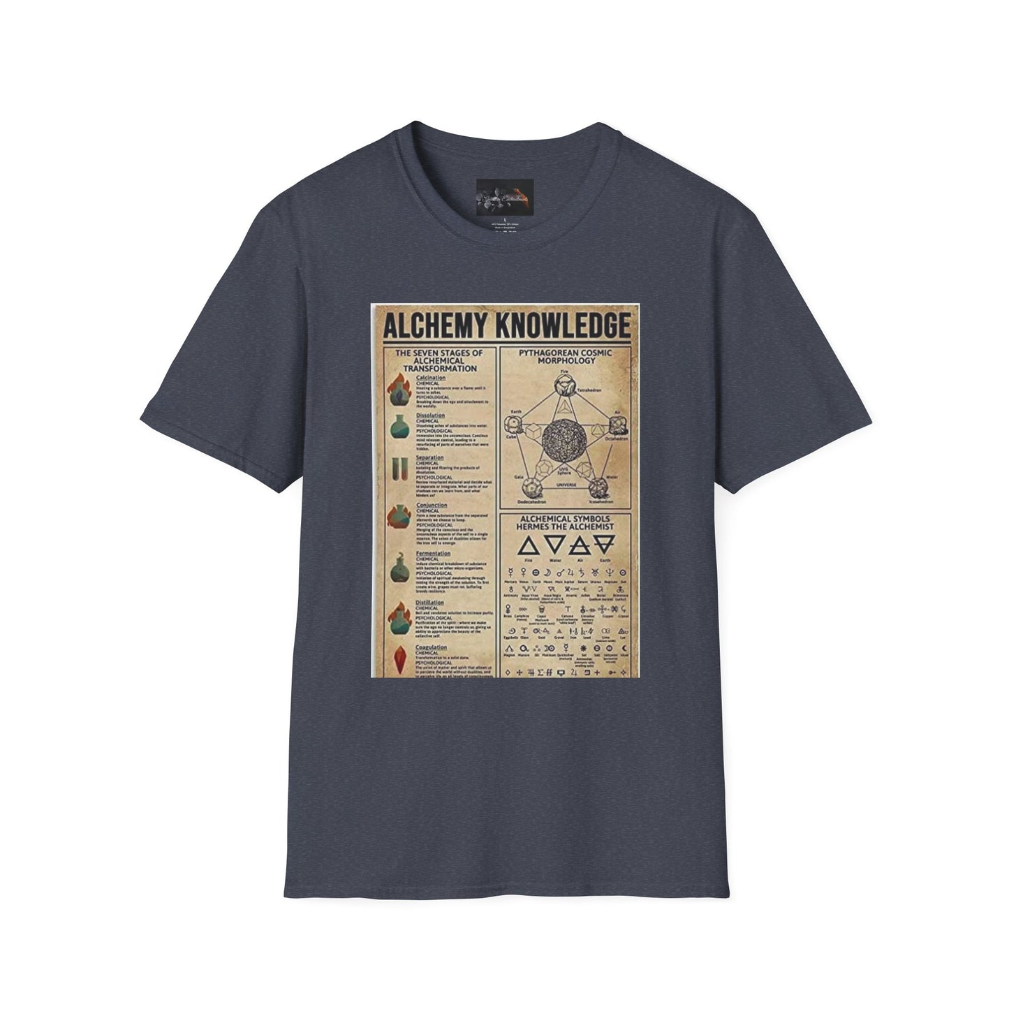 Alchemy Knowledge Unisex T-Shirt, Vintage-style Graphic Tee, Gift for Historians, Science Lovers, Unique Learning Shirt, Educational Apparel