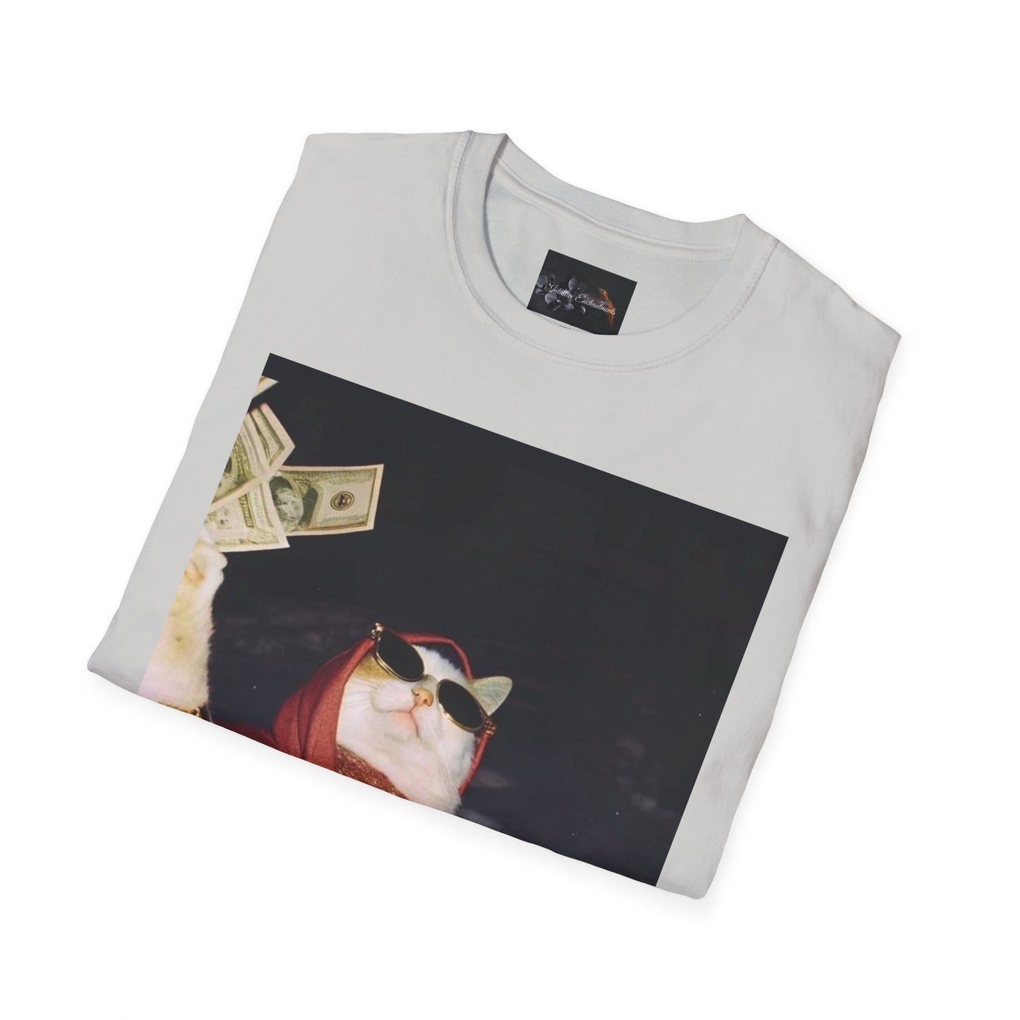 Cash Cat Unisex Softstyle T-Shirt, Funny Cat Shirt, Pet Lover Gift, Casual Wear, Birthday Gift, Unique Humor Tee